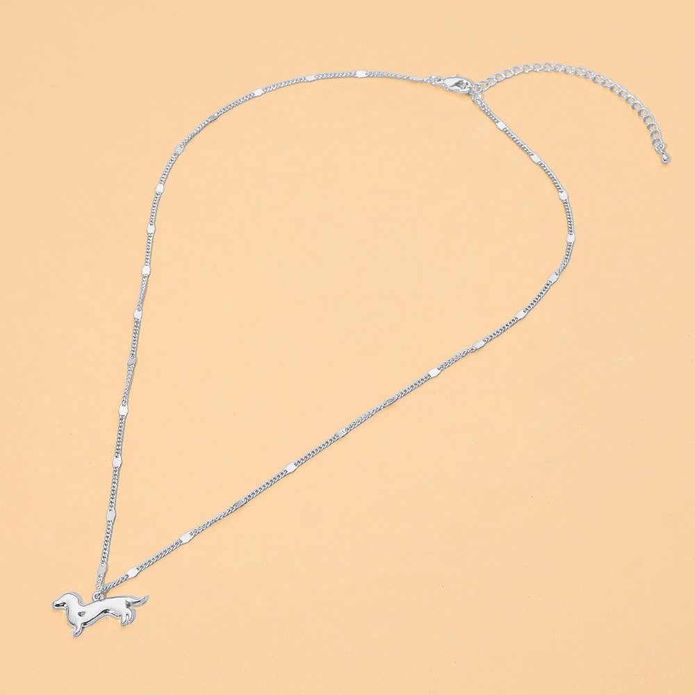 18K Gold Dipped Dachshund Dog Pendant Necklace