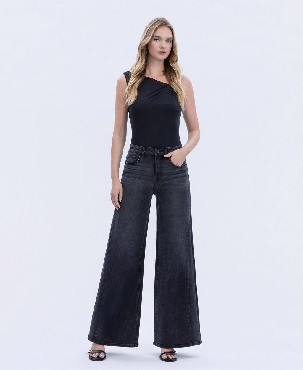 SUPER HIGH RISE FULL LENGTH PALAZZO TWIST JEANS FLYING MONKEY
