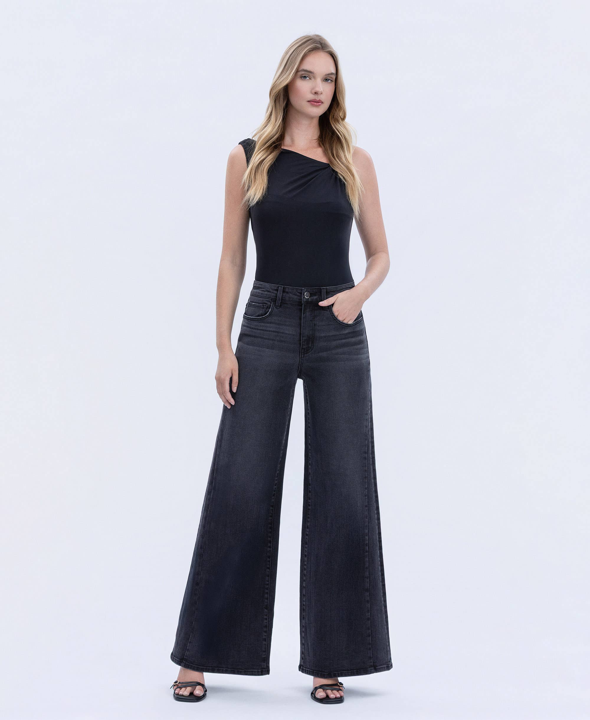 SUPER HIGH RISE FULL LENGTH PALAZZO TWIST JEANS FLYING MONKEY