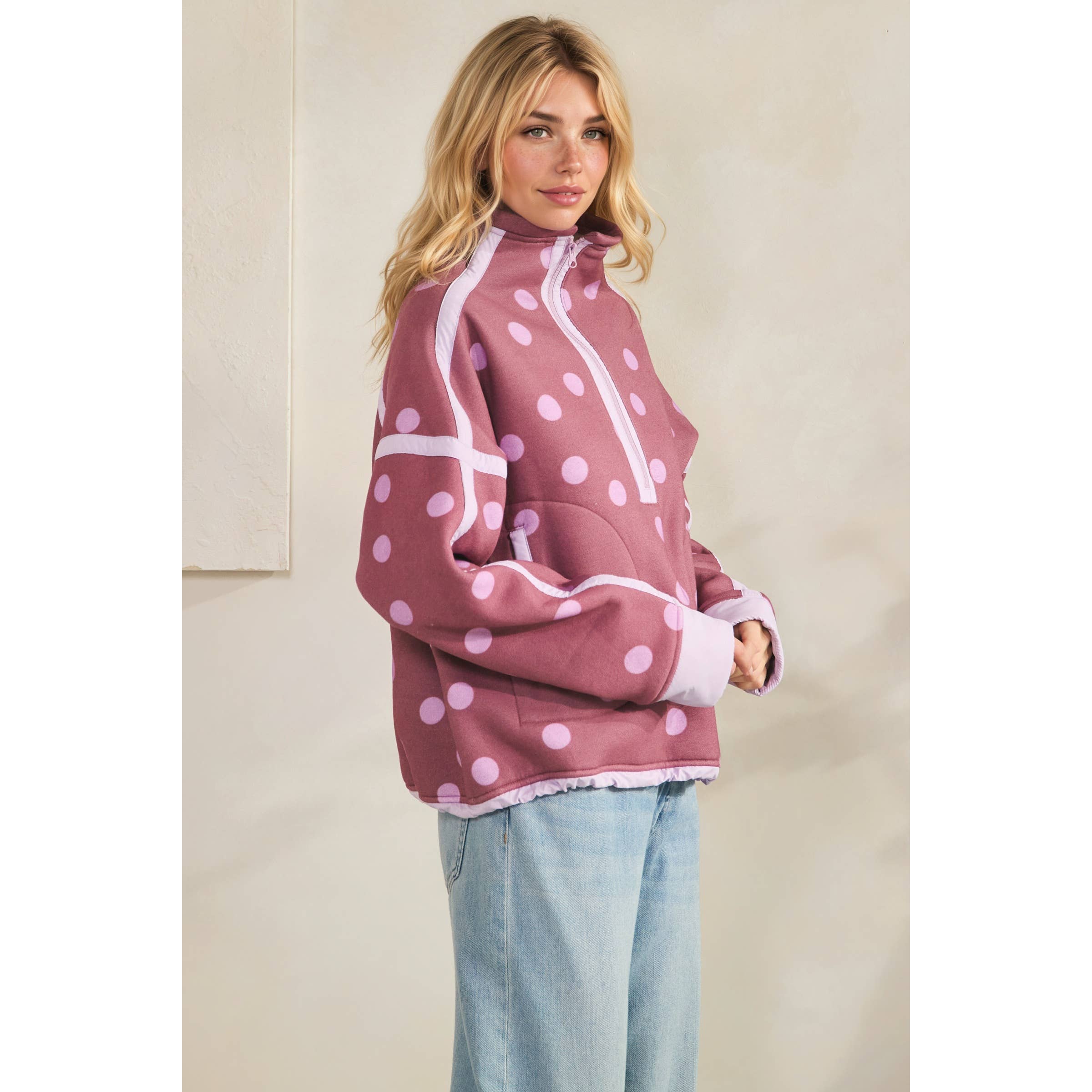 Polka Dot Contrast Pull Over