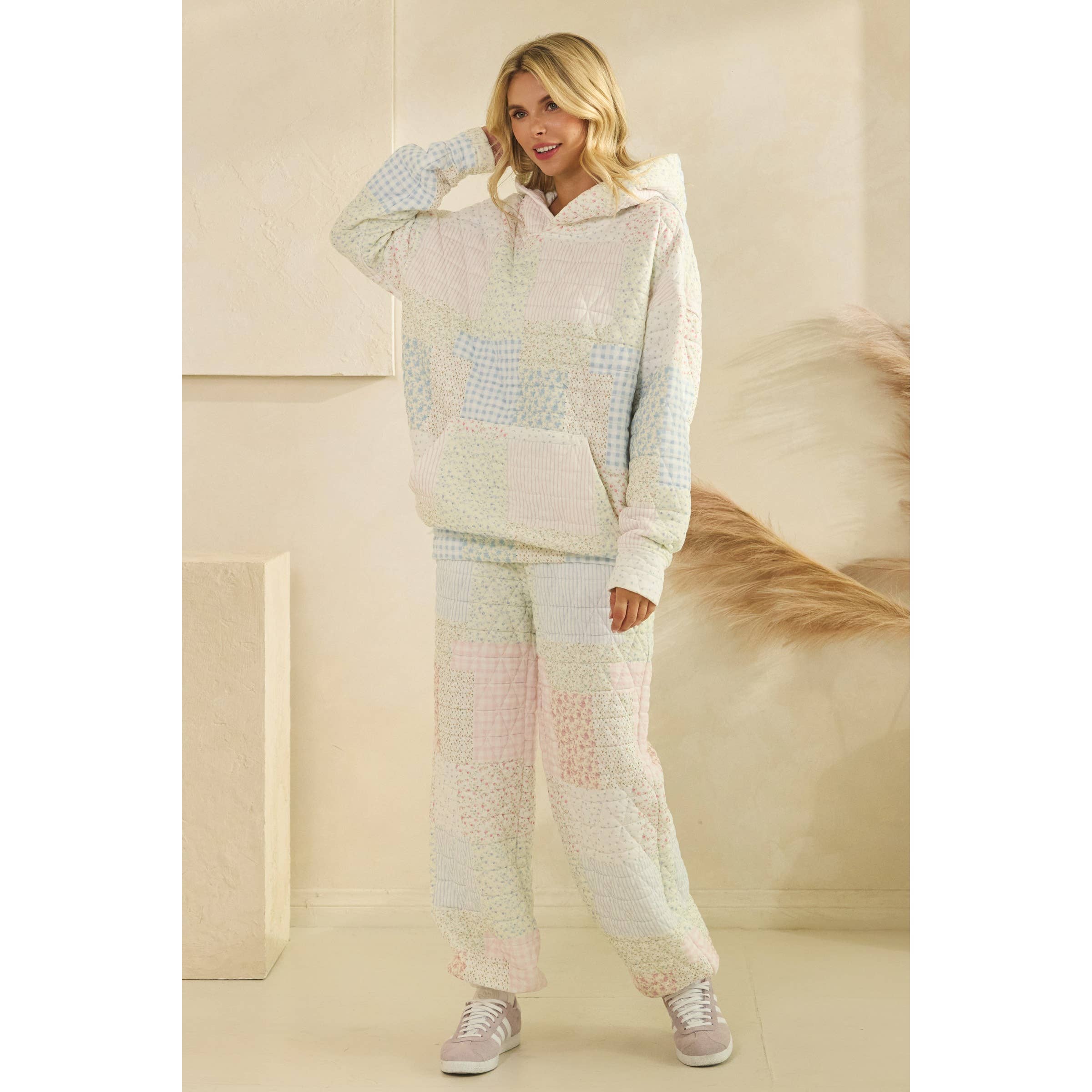 Floral textured lounge pants