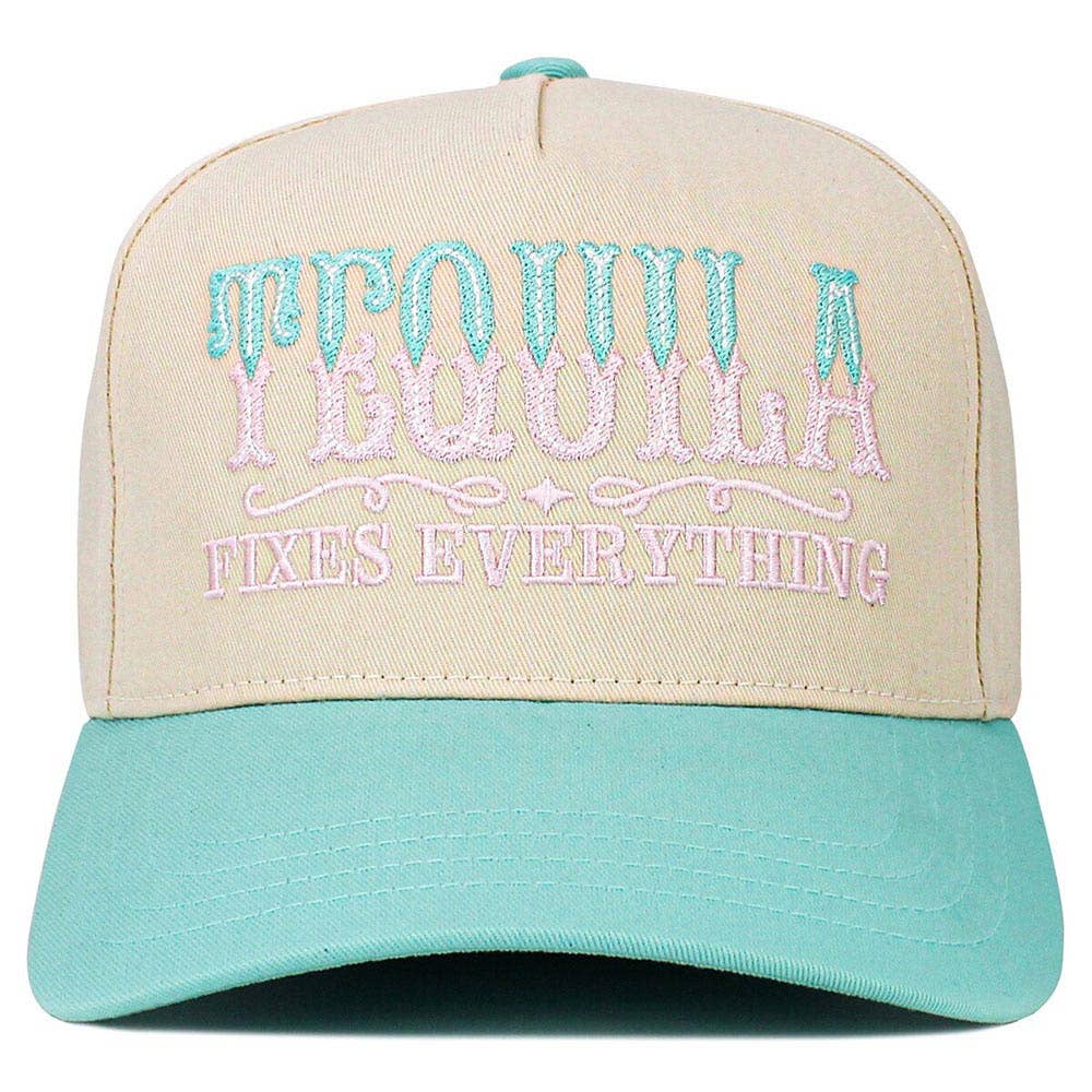 Tequila Fixed Everything Message Embroidered Snapback Baseball Cap