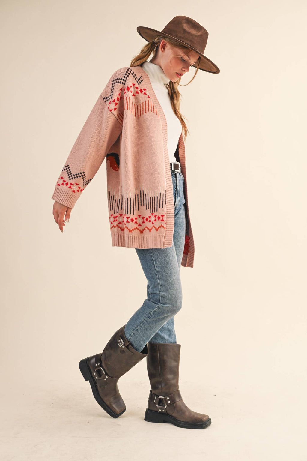 WESTERN MOTIF SWEATER CARDIGAN