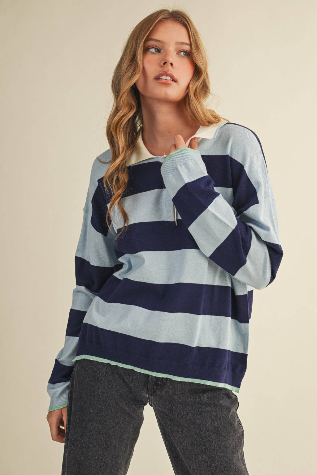 STRIPED RUGBY SWEATER