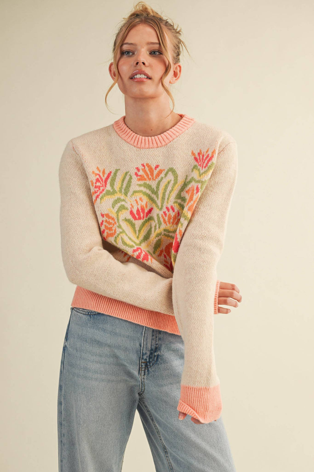 FLORAL KNIT SWEATER