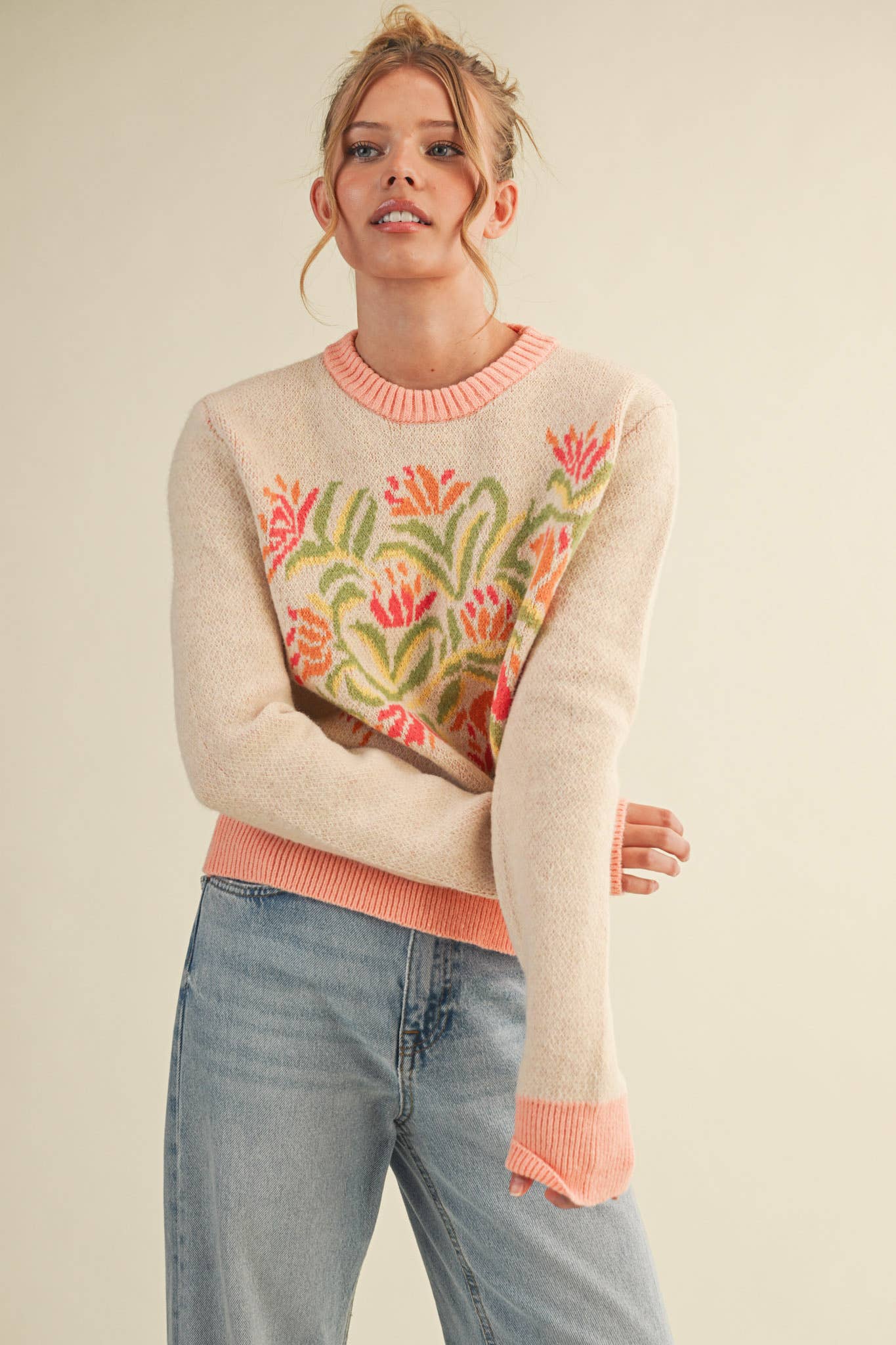 FLORAL KNIT SWEATER