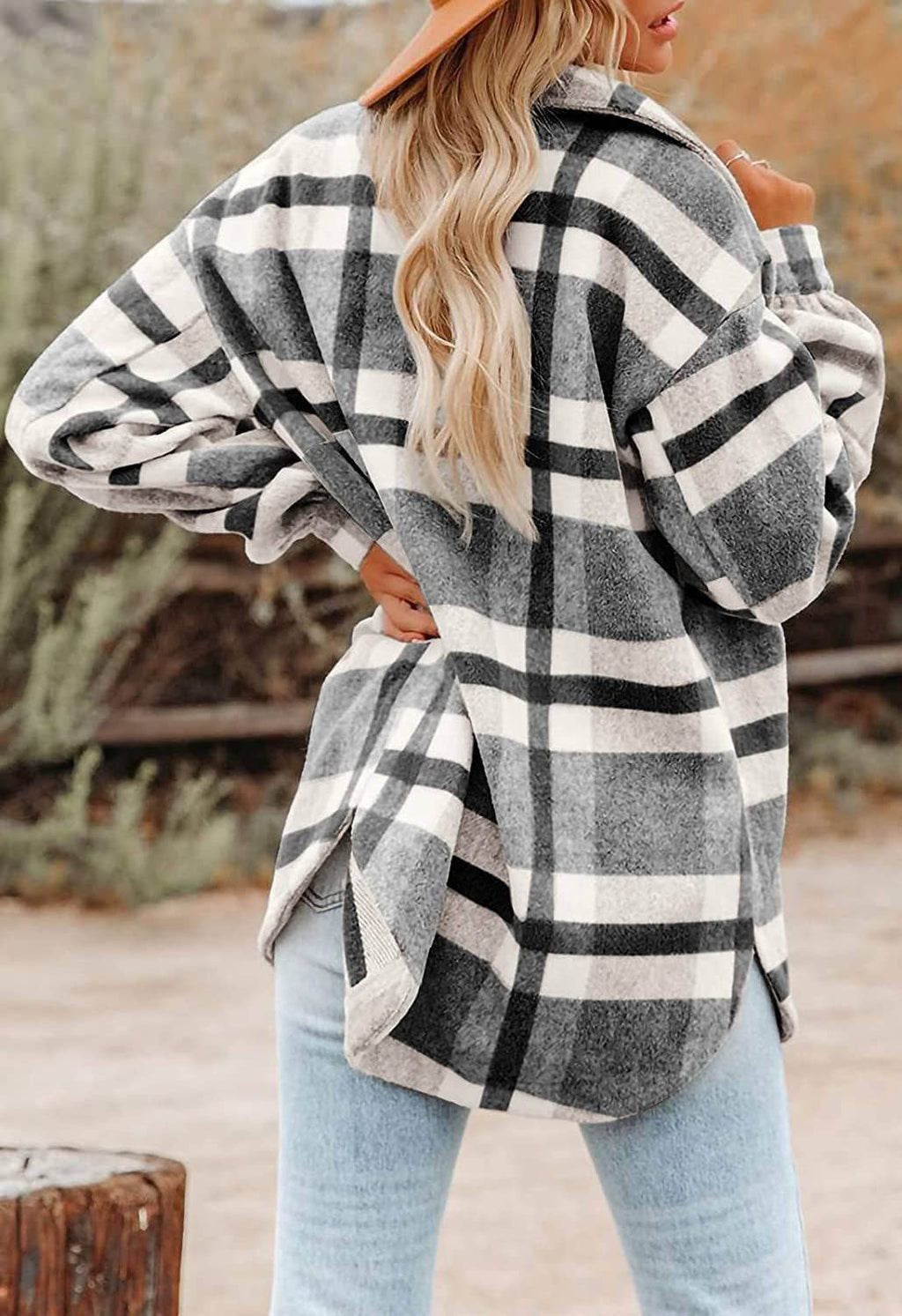 Women's Plaid Button Down Flannel Shirt Jacket – Cozy & Stylish