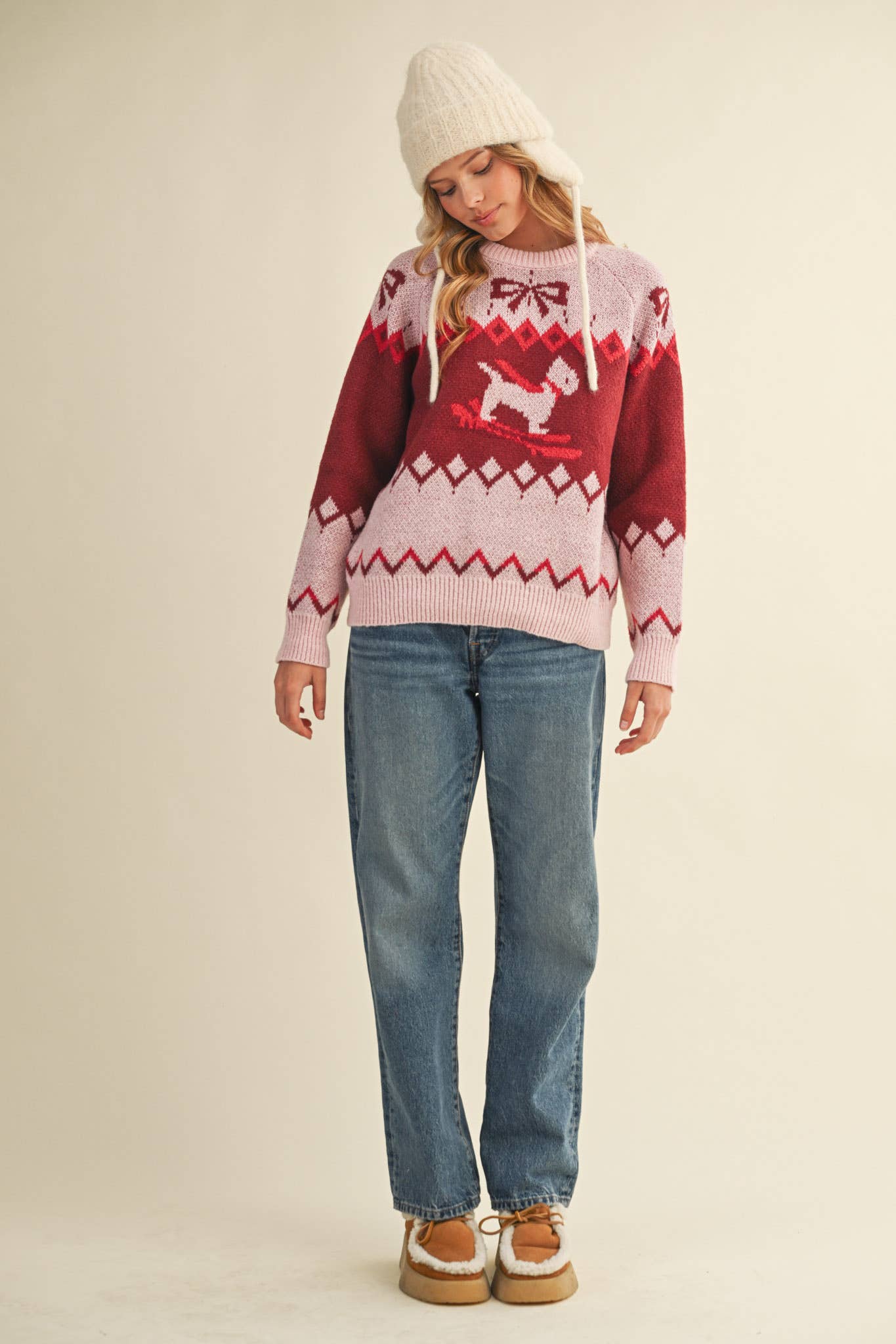 DOG MOTIF SWEATER PULLOVER