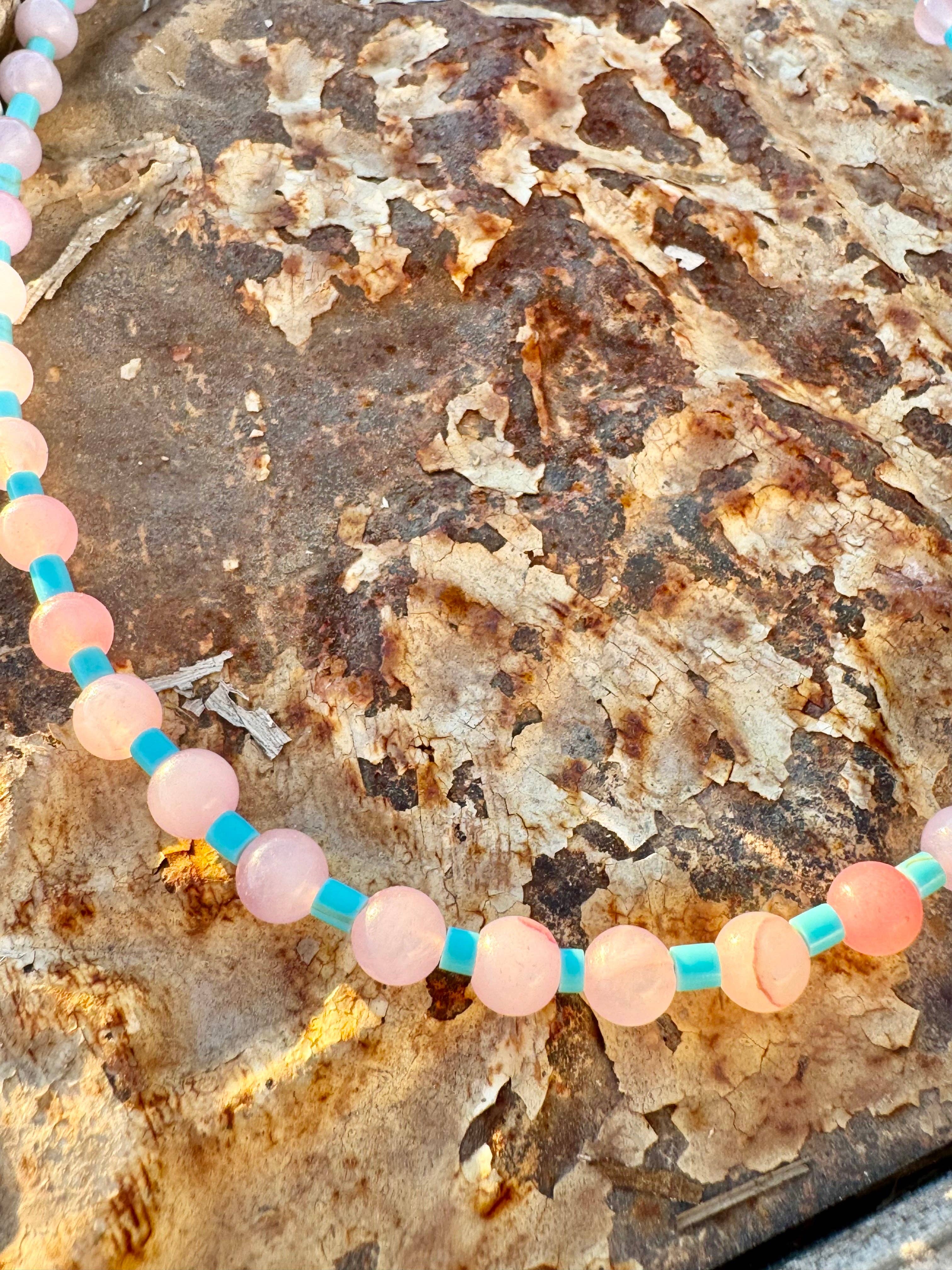 Turquoise Choker/Pink Choker/Boho Western Jewelry