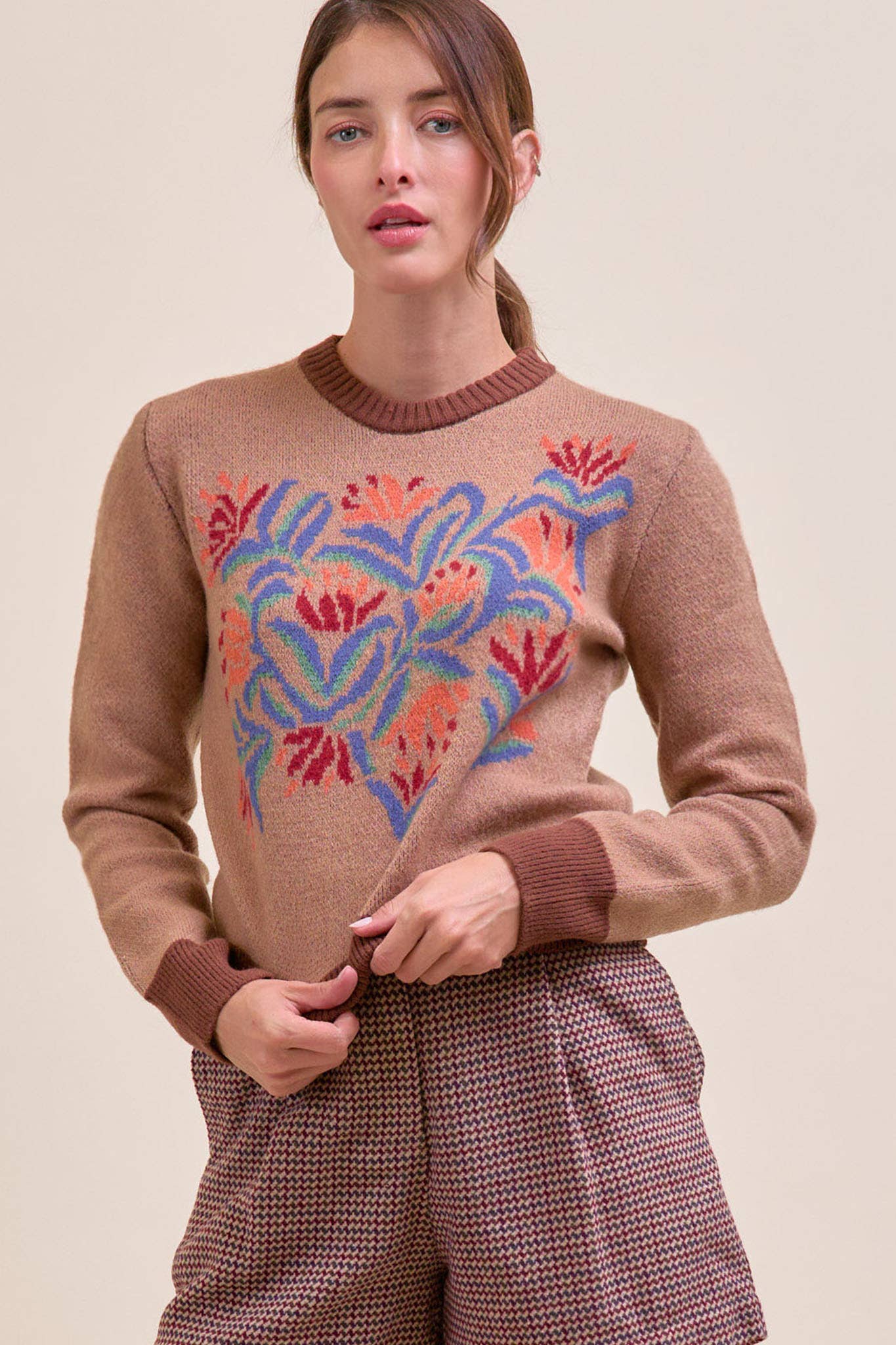 FLORAL KNIT SWEATER
