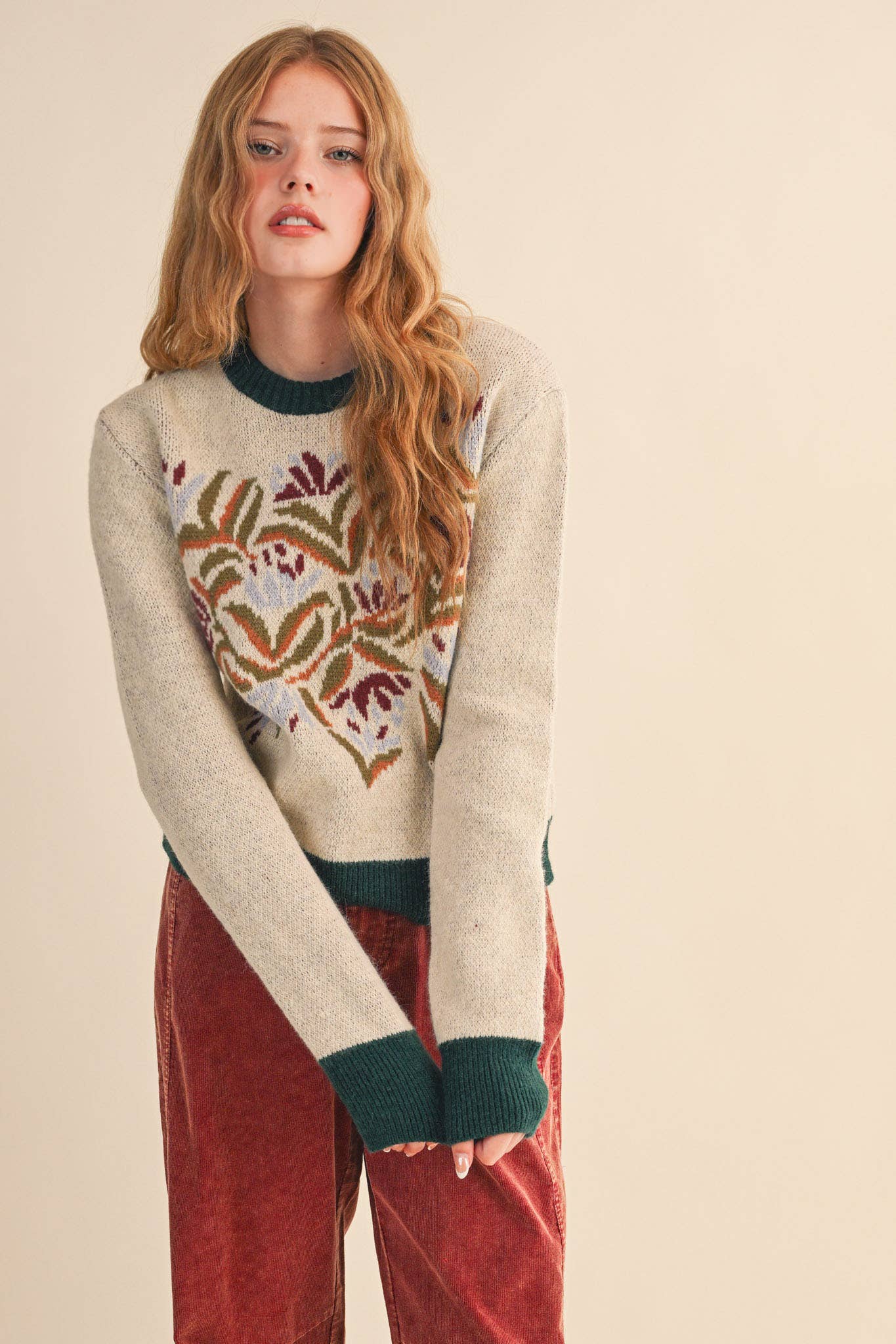 FLORAL KNIT SWEATER