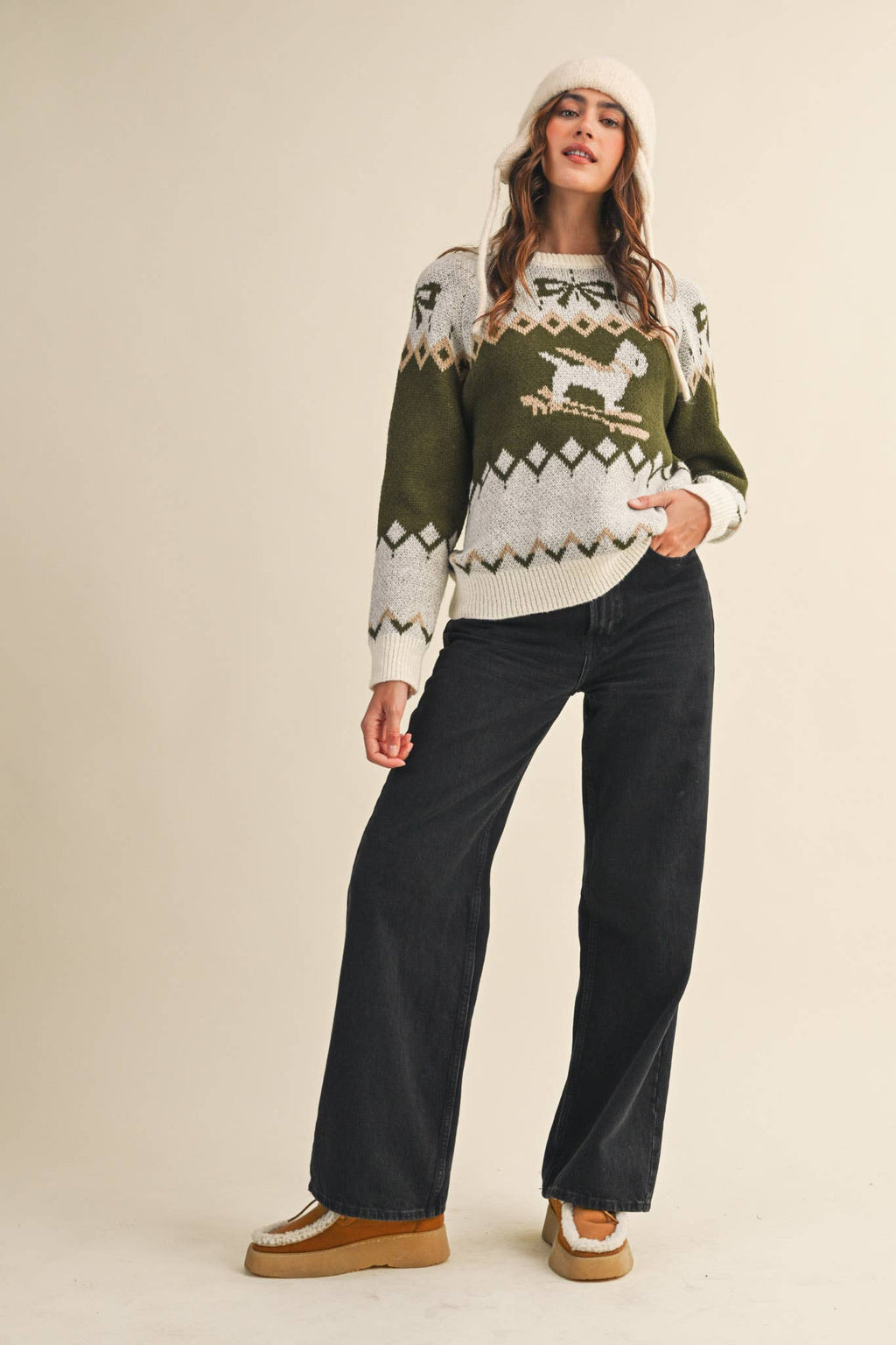 DOG MOTIF SWEATER PULLOVER