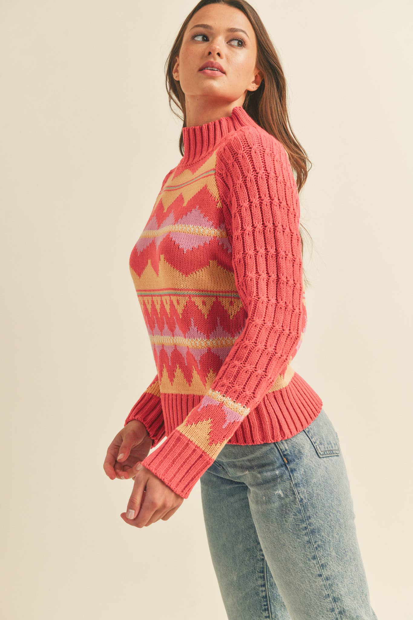 FAIR ISLE TURTLENECK SWEATER