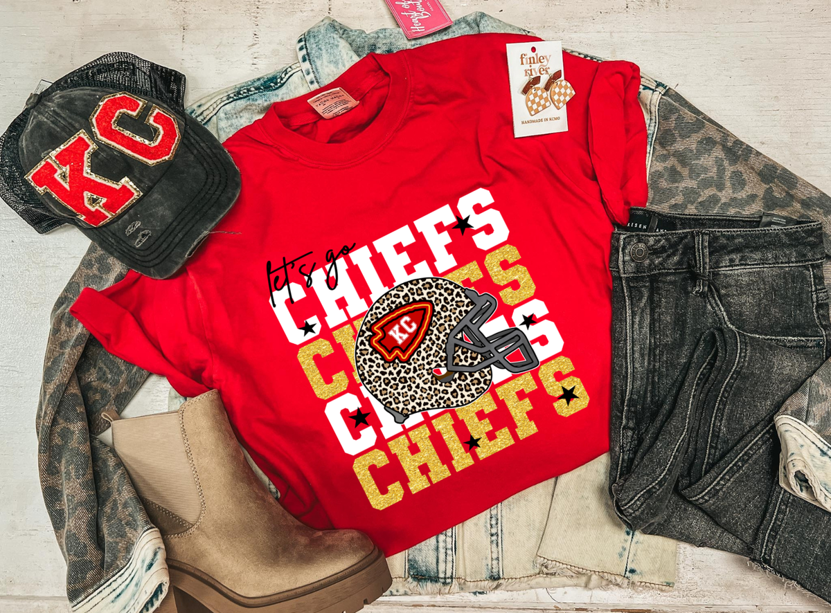 LET'S GO CHIEFS STACKED TEE (RED)