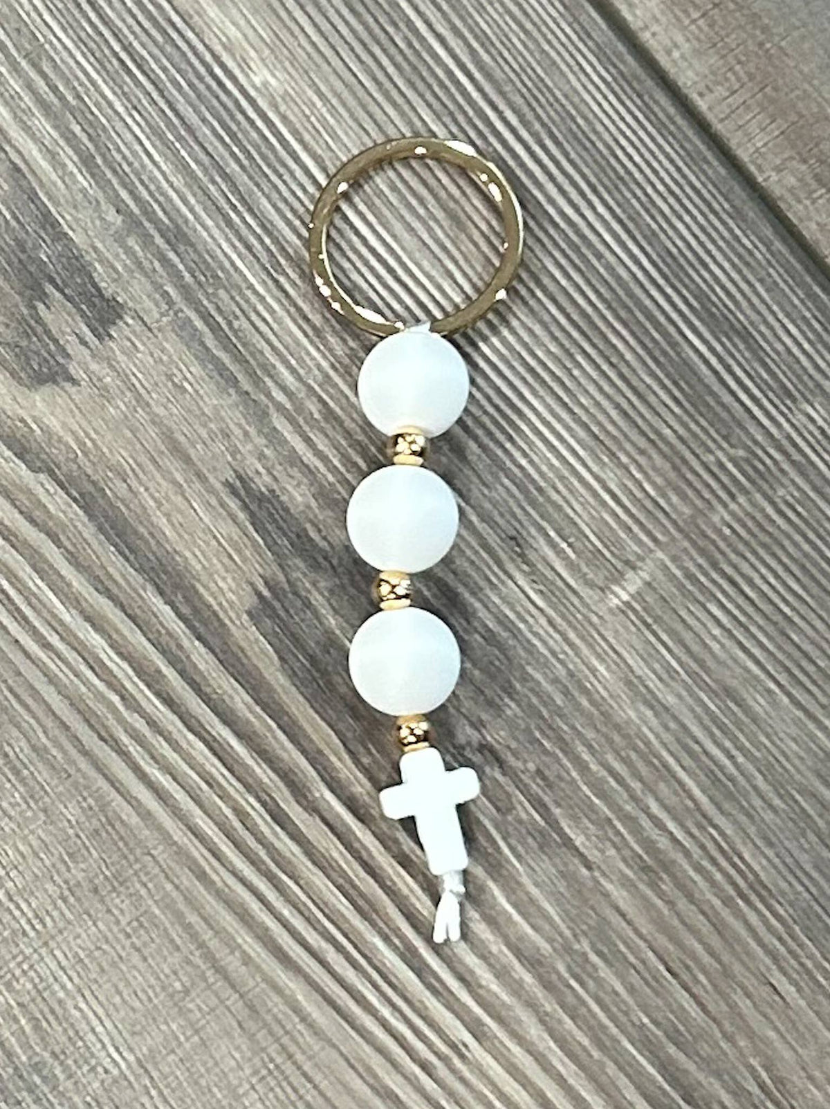 White Cross Silicone Keychain or Bag Charm