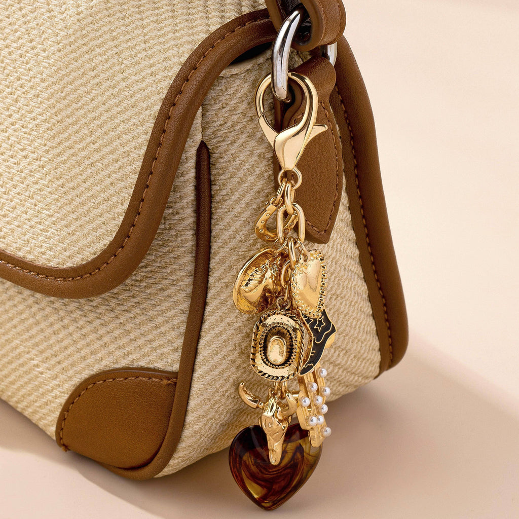 Tortoise shell western bag charm