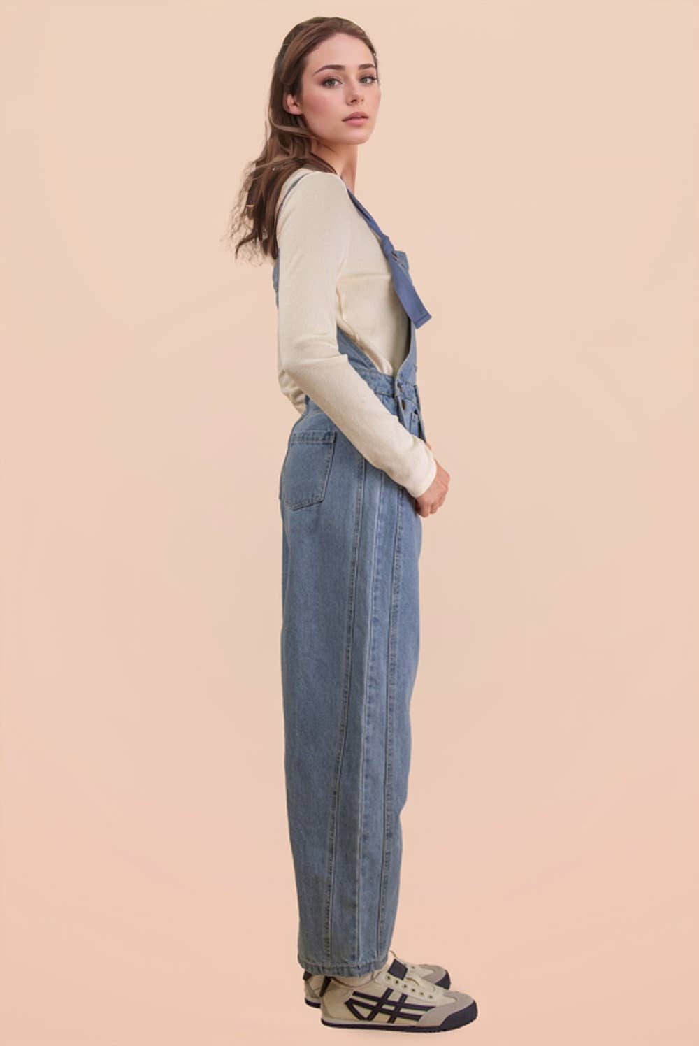 Leopard Print & Denim Barrel Leg Overall