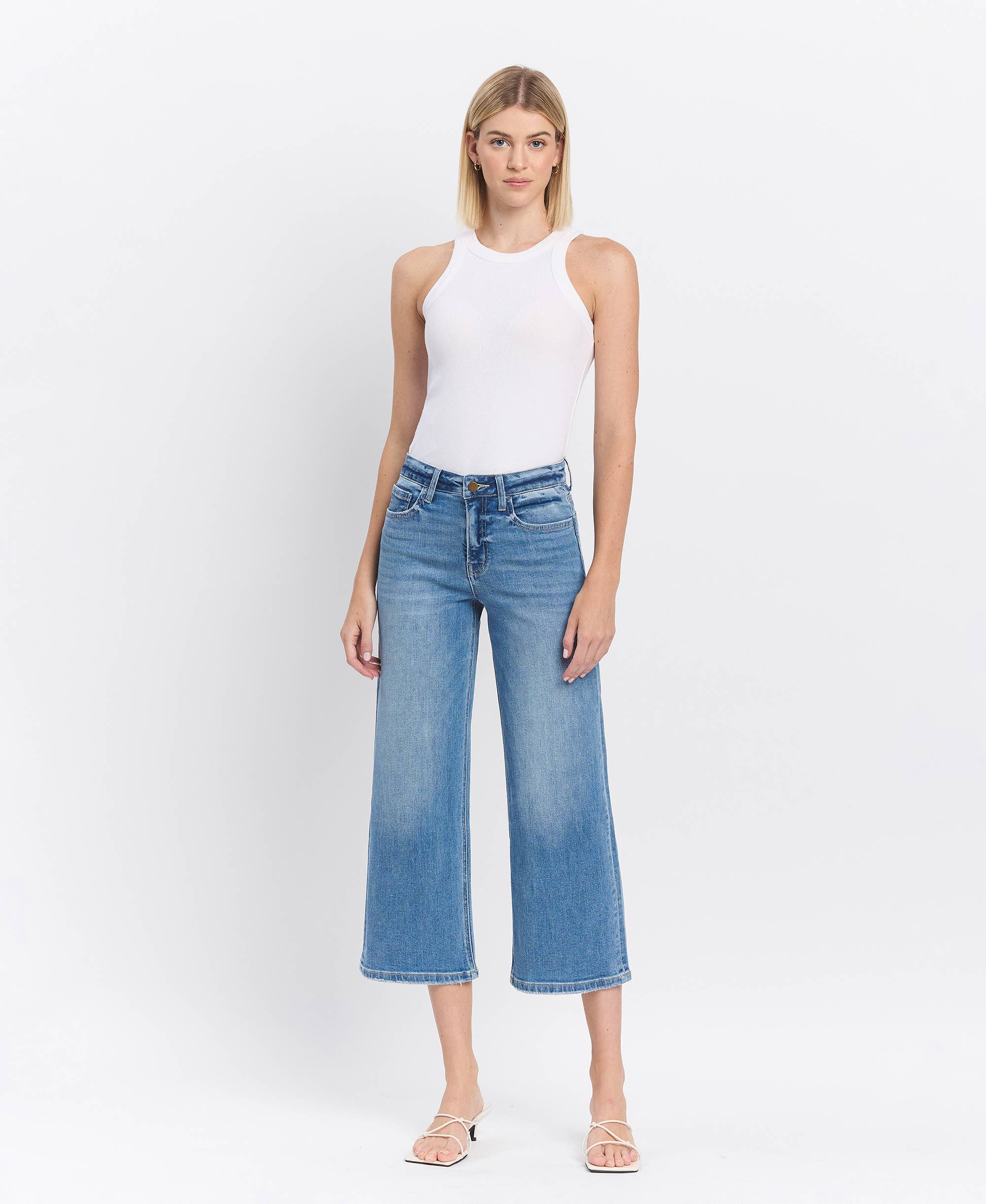 HIGH RISE CROP WIDE LEG JEANS F5365