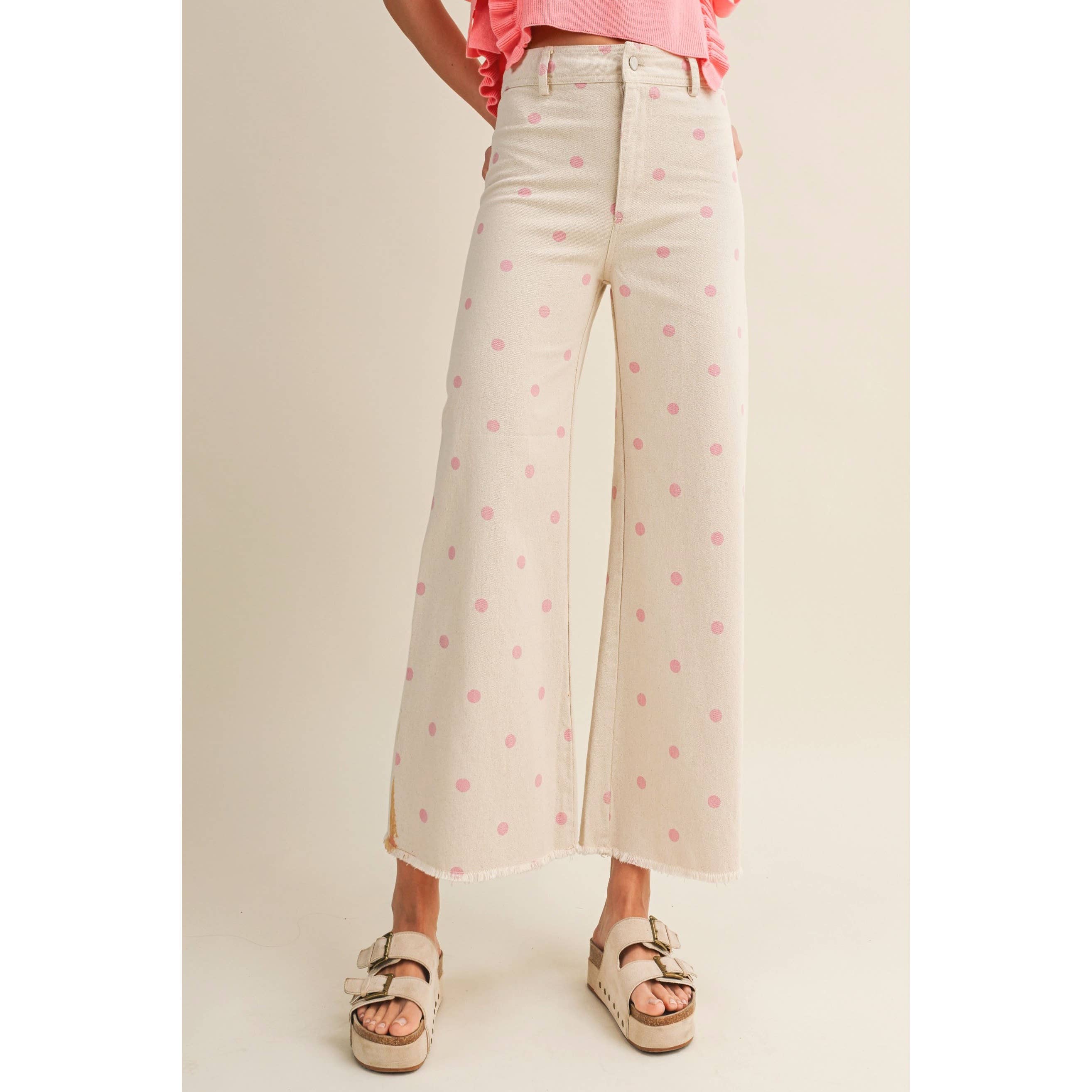 Falling Petals Polka Trouser Relaxed Fit Pants