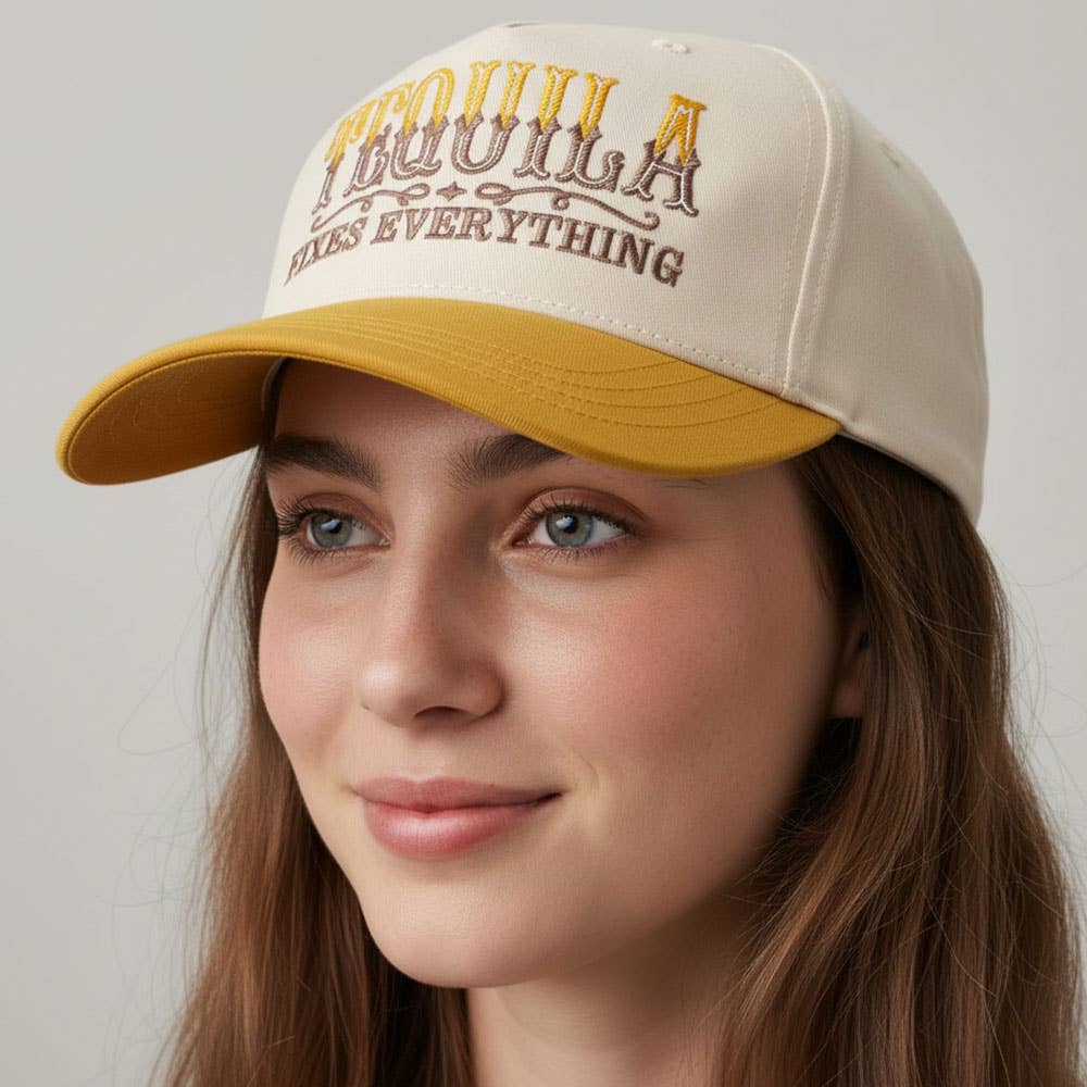 Tequila Fixed Everything Message Embroidered Snapback Baseball Cap