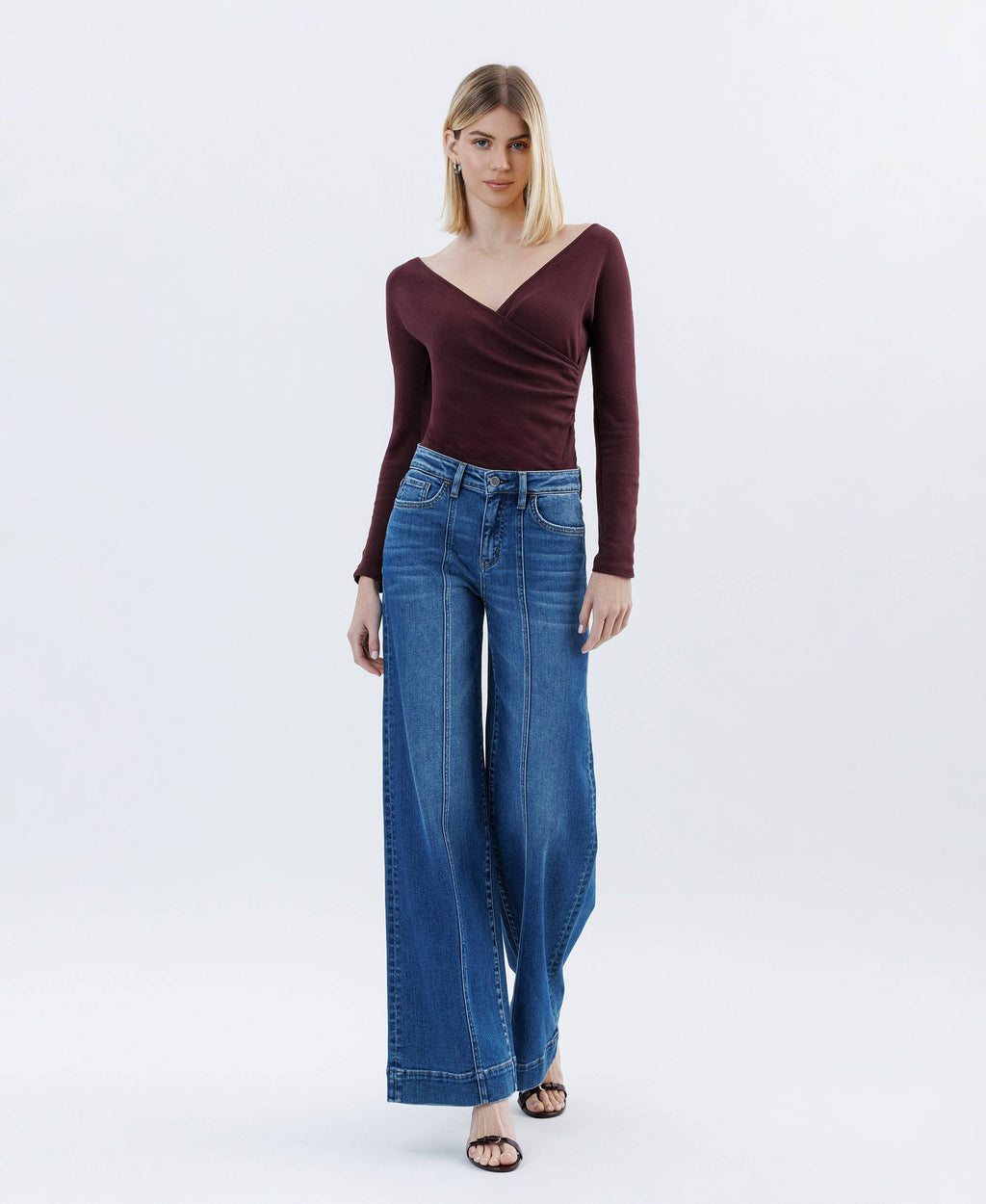 HIGH RISE TROUSER HEM EXTREME WIDE LEG JEANS