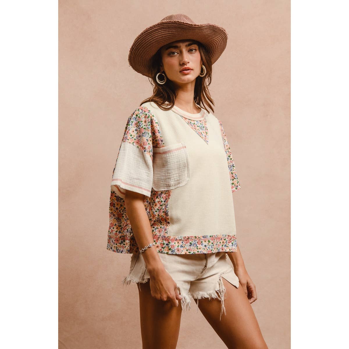 THERMAL AND GAUZE WITH FLORAL MIX AND MATCH TOP