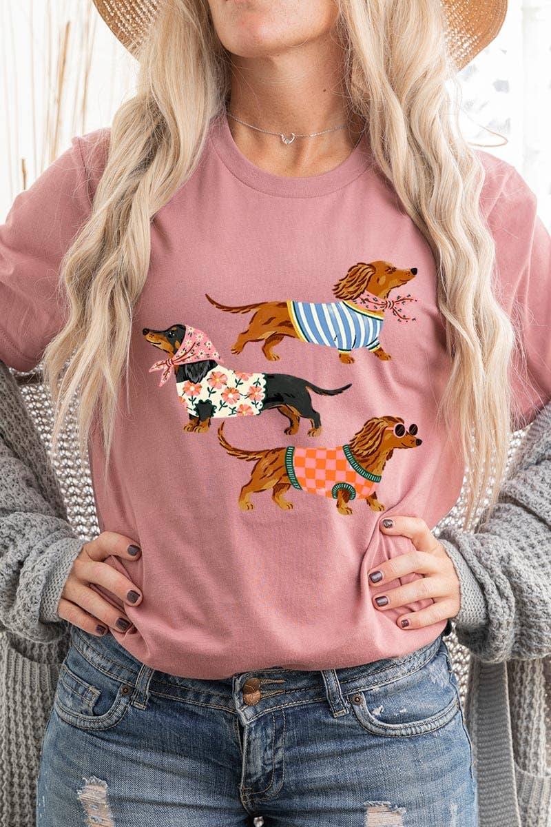 Stylish Dachshunds Graphic Tee