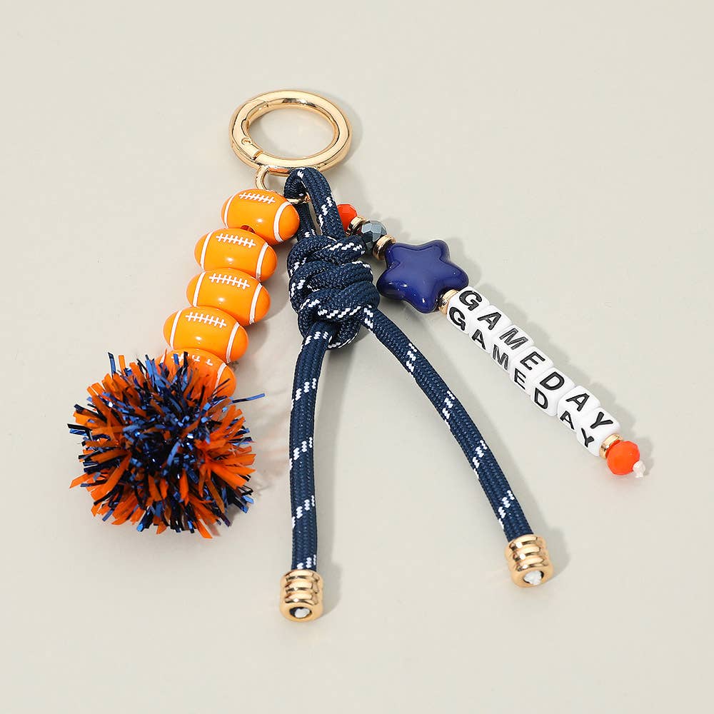 GAMEDAY Star Football Tinsel Pom Knot Tassel Keychain  Bag Charm