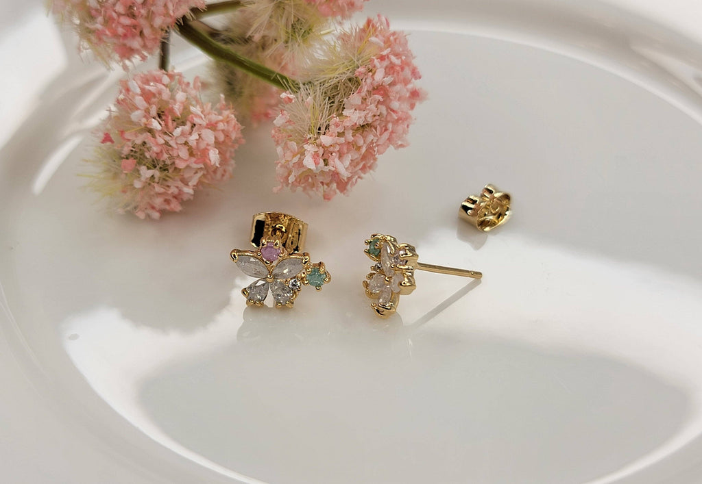 White Butterfly Post Earring