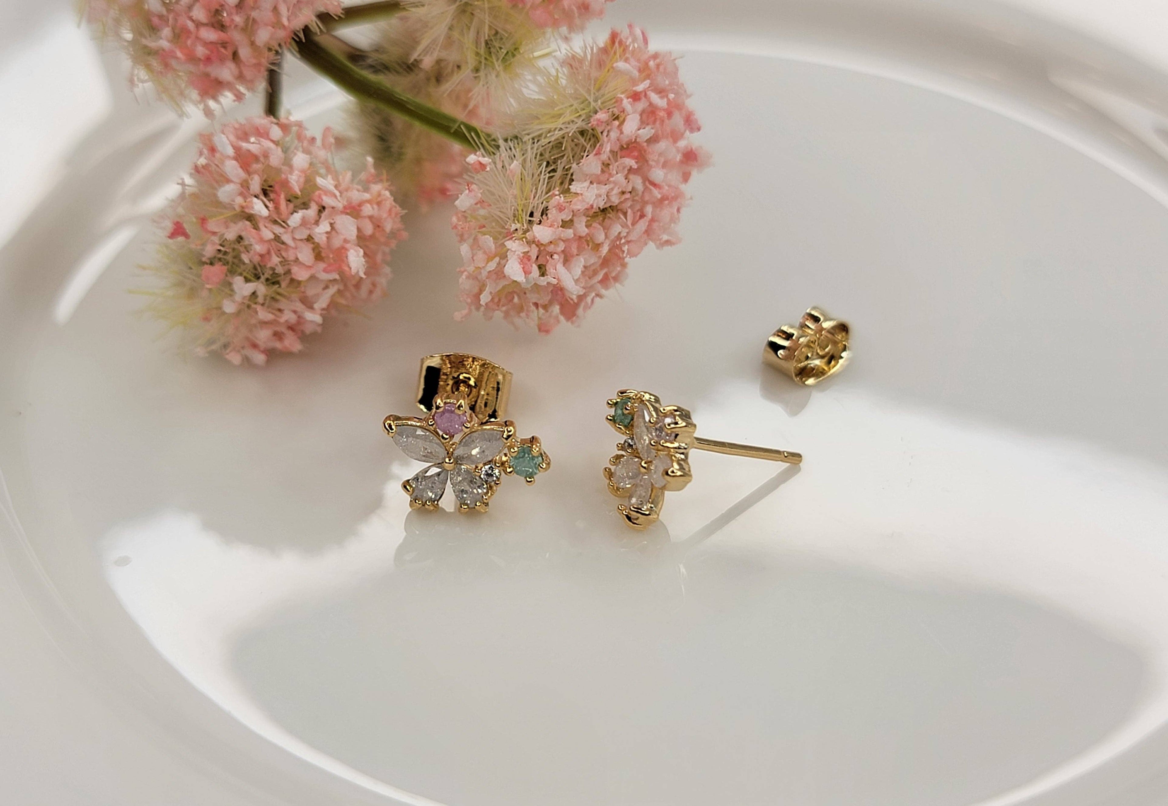 White Butterfly Post Earring