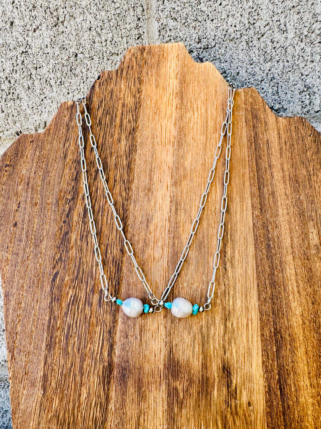 Turquoise Bar Choker/ Fresh Water Pearl Choker/ Small Choker