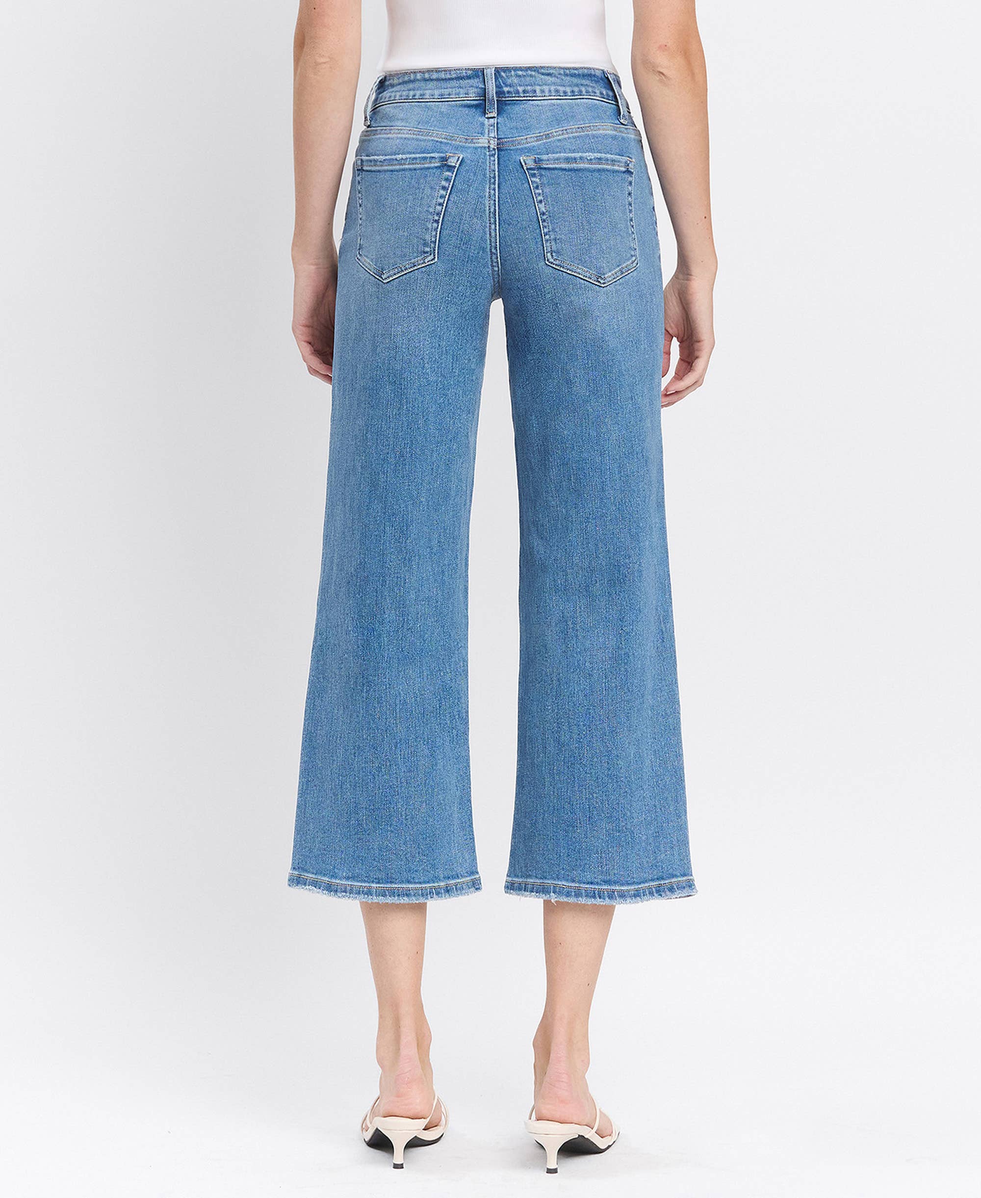 HIGH RISE CROP WIDE LEG JEANS F5365