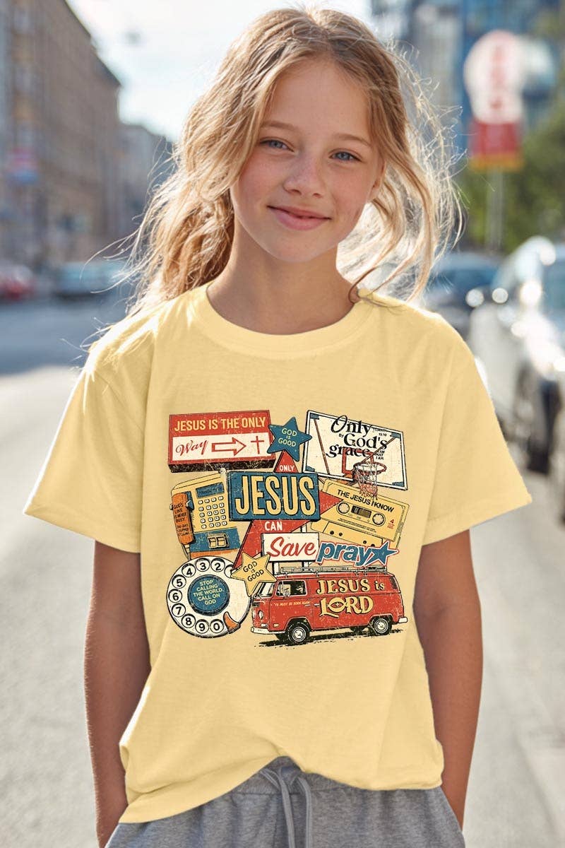 Jesus Save Collage Kids Graphic Heavy Cotton Tee