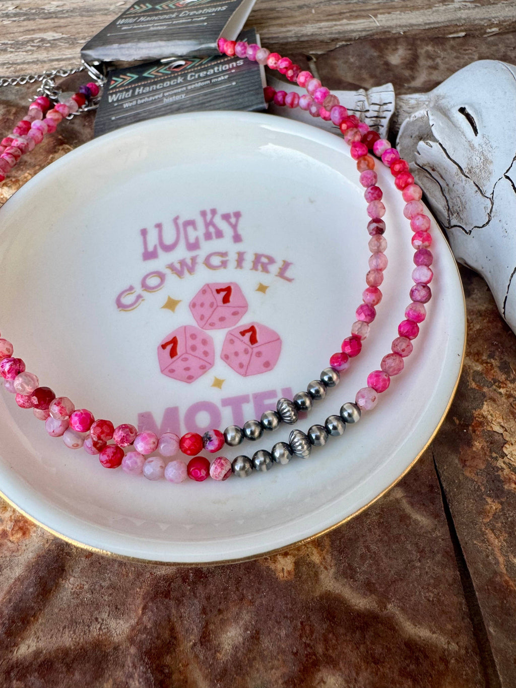 Pink Choker With Navajo Pearls/Western choker/Small Choker