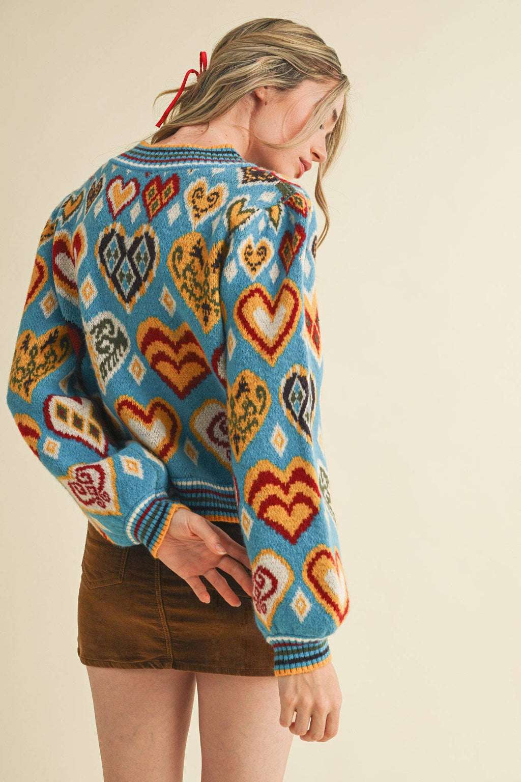 HEART PATTERN PULLOVER SWEATER