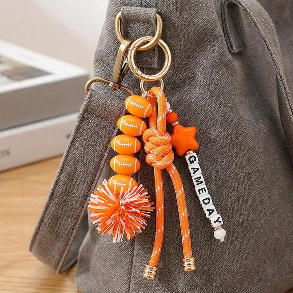GAMEDAY Star Football Tinsel Pom Knot Tassel Keychain  Bag Charm