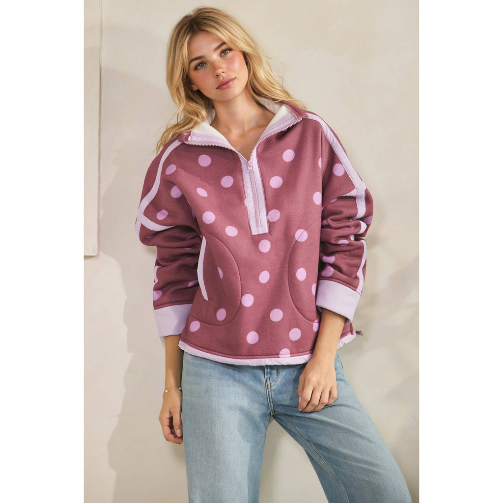 Polka Dot Contrast Pull Over