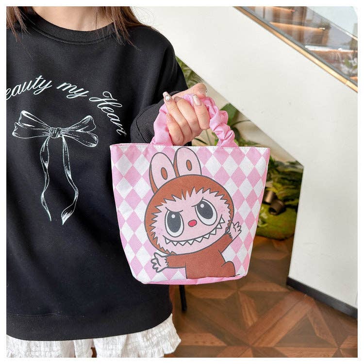 👜 “Labubu Charm” Cartoon Monster Cute Handbag – Portable Bucket Bag