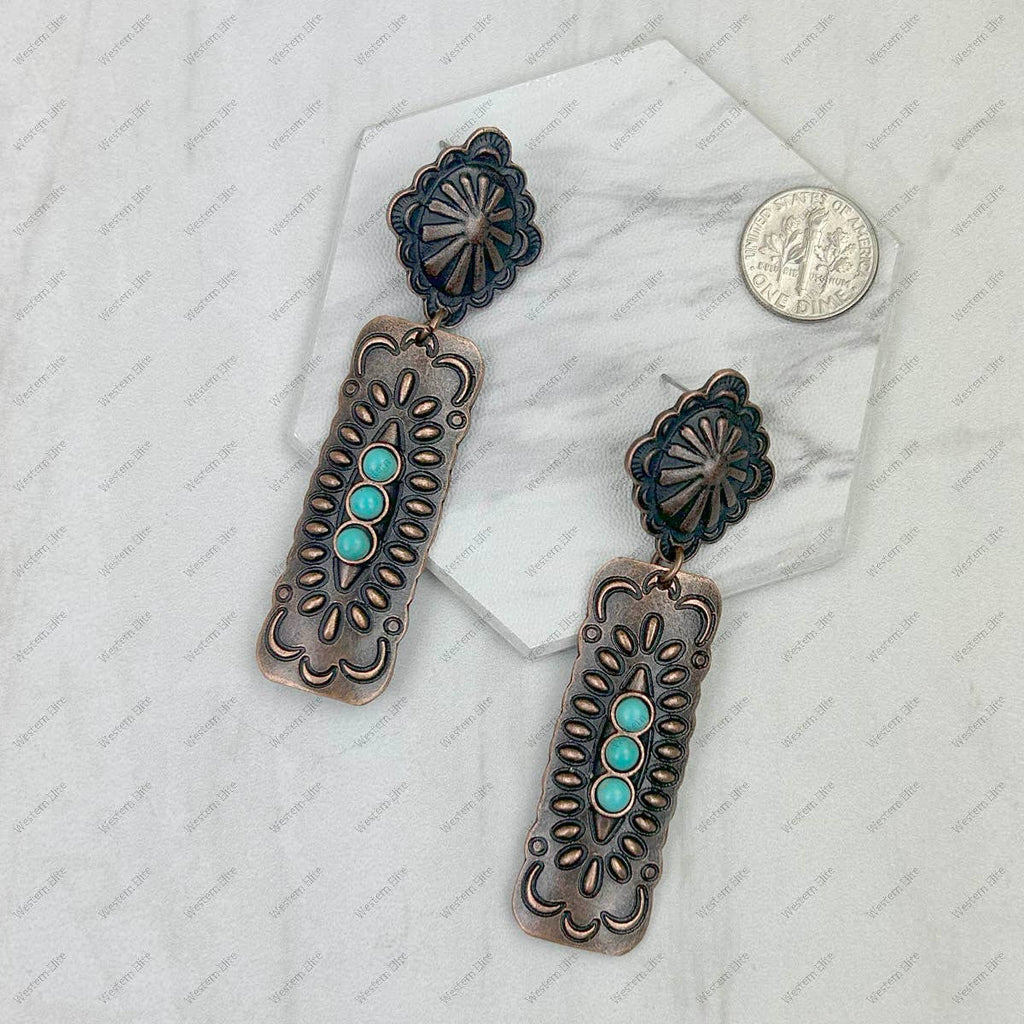 Copper metal with blue turquoise stone Earrings
