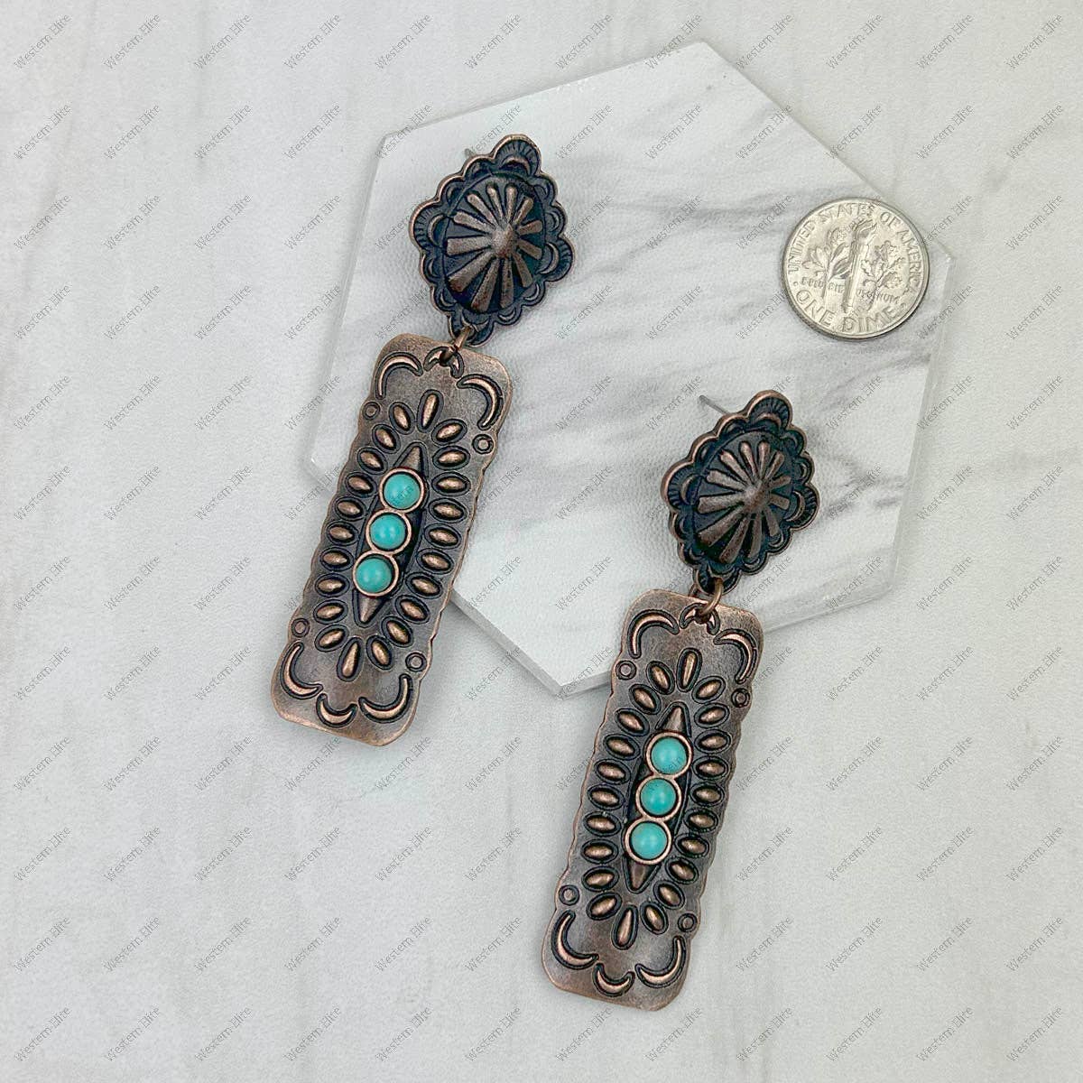 Copper metal with blue turquoise stone Earrings