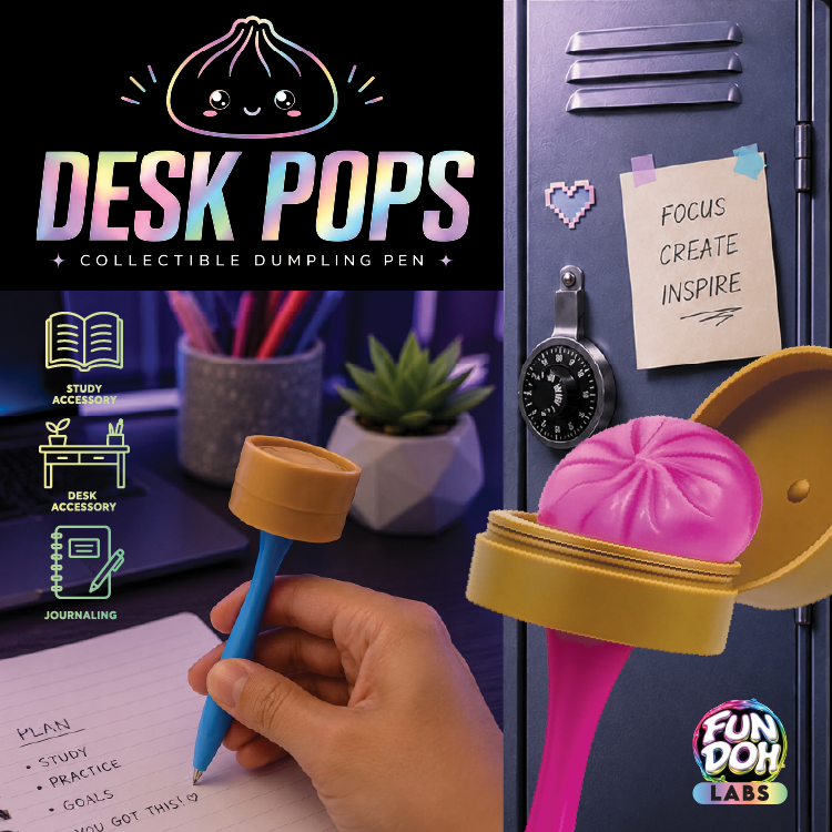 Fun Doh Squishy Dumpling Pen Desk Pop Variety - 12/Display