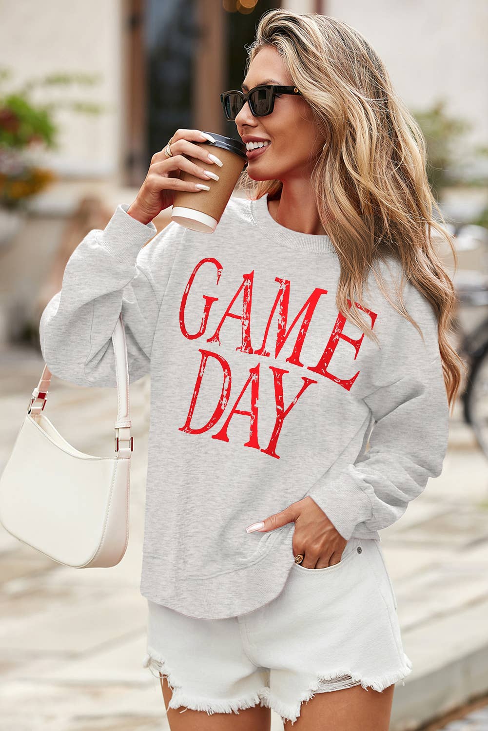 GAME DAY Vintage Washed Letter Graphic Baggy Sweatshirt