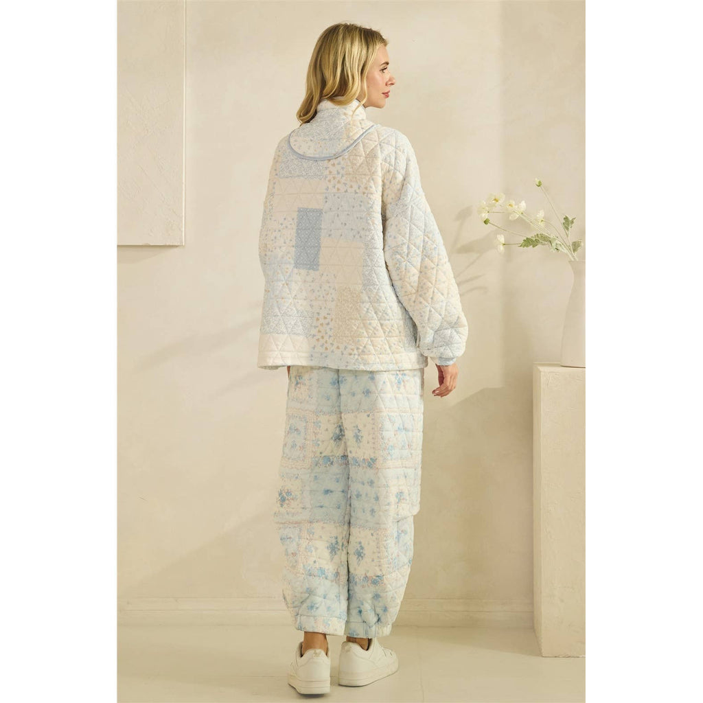 Floral textured lounge pants