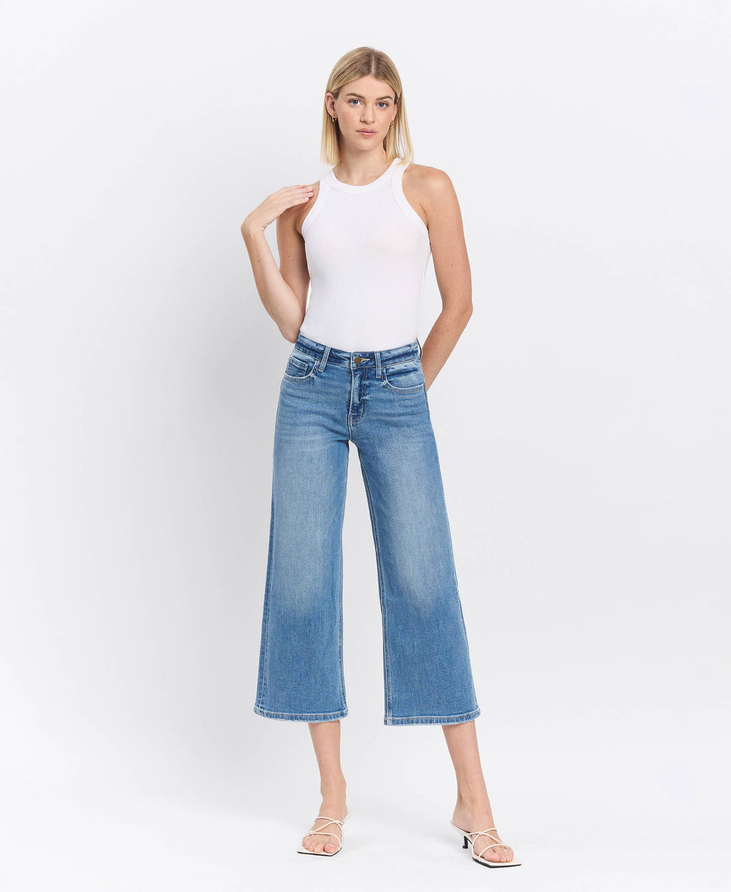 HIGH RISE CROP WIDE LEG JEANS F5365