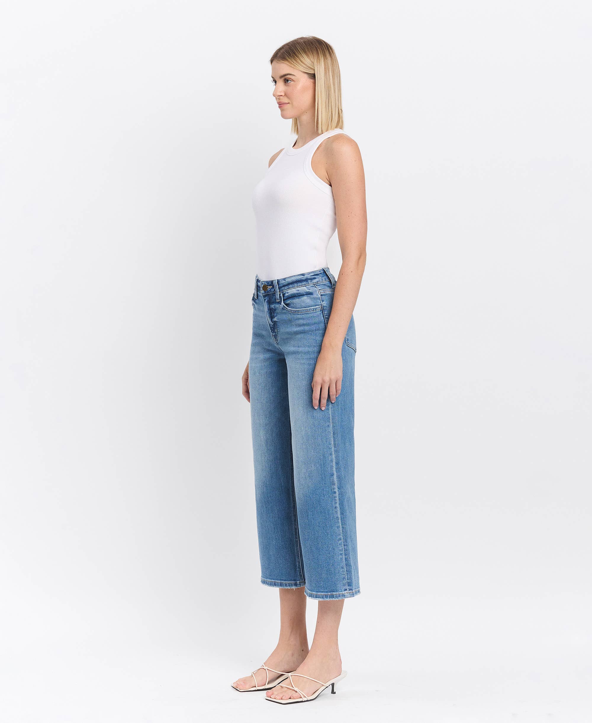HIGH RISE CROP WIDE LEG JEANS F5365