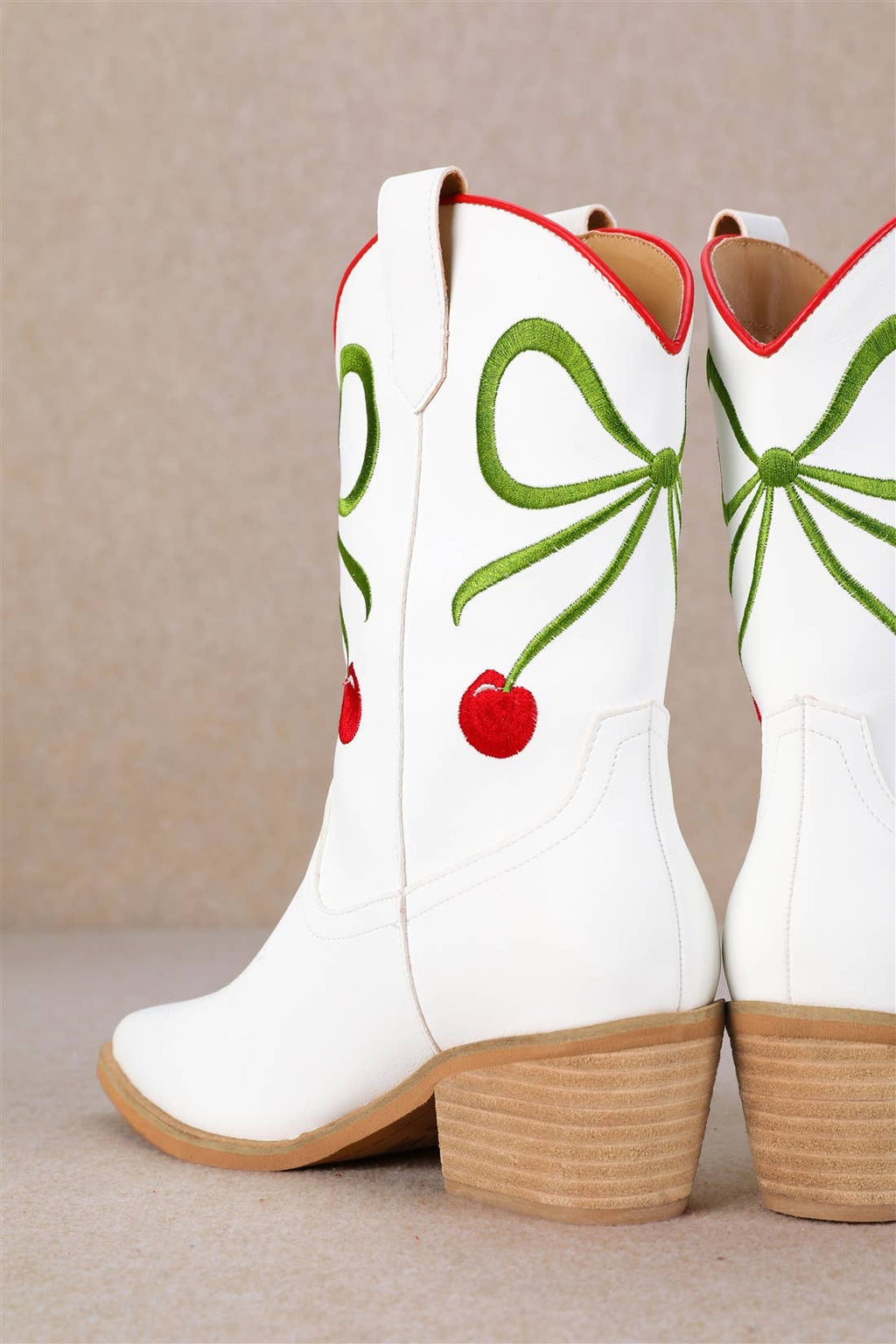 ZETA RIBBON EMBROIDERY WESTERN ANKLE BOOTS