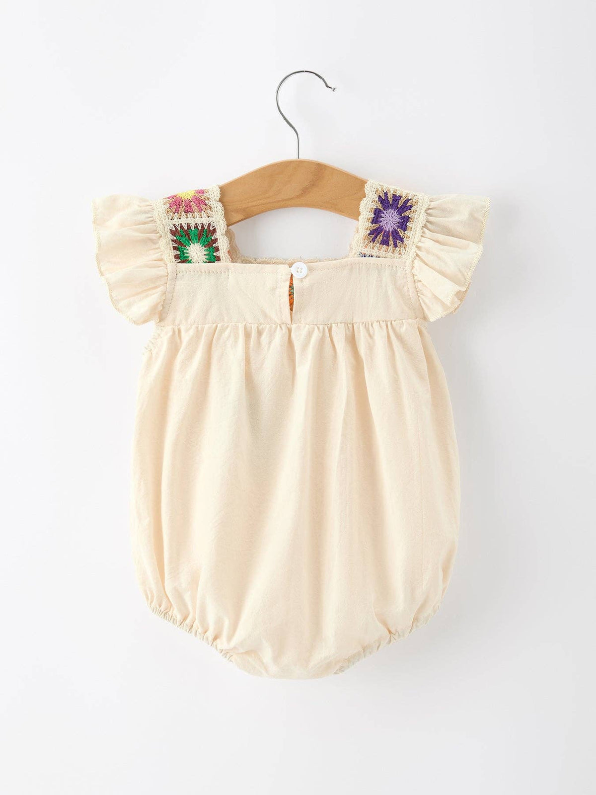 Summer Crochet Square Baby Ruffle Romper