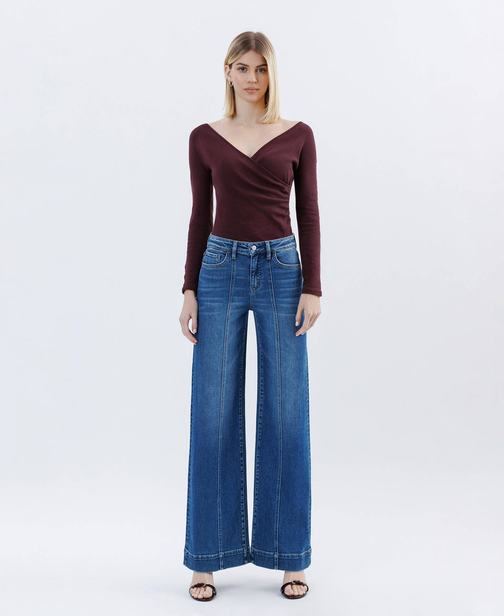HIGH RISE TROUSER HEM EXTREME WIDE LEG JEANS