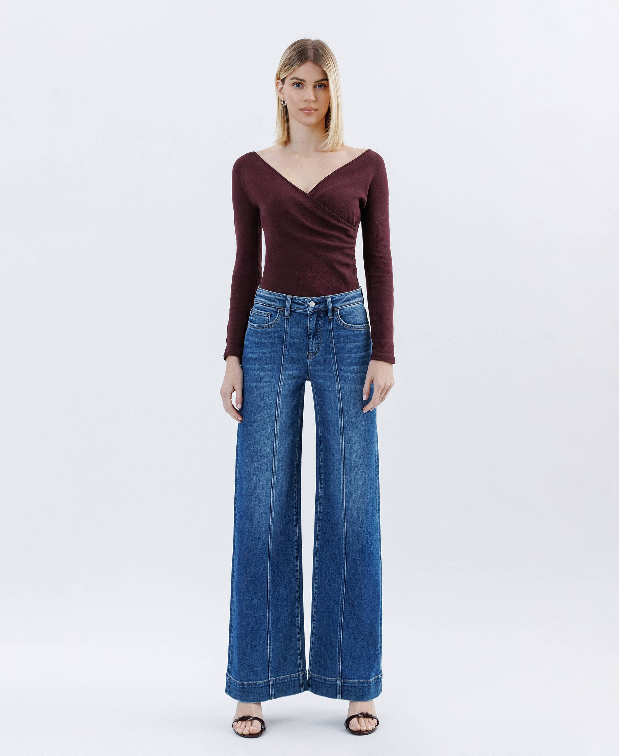 HIGH RISE TROUSER HEM EXTREME WIDE LEG JEANS