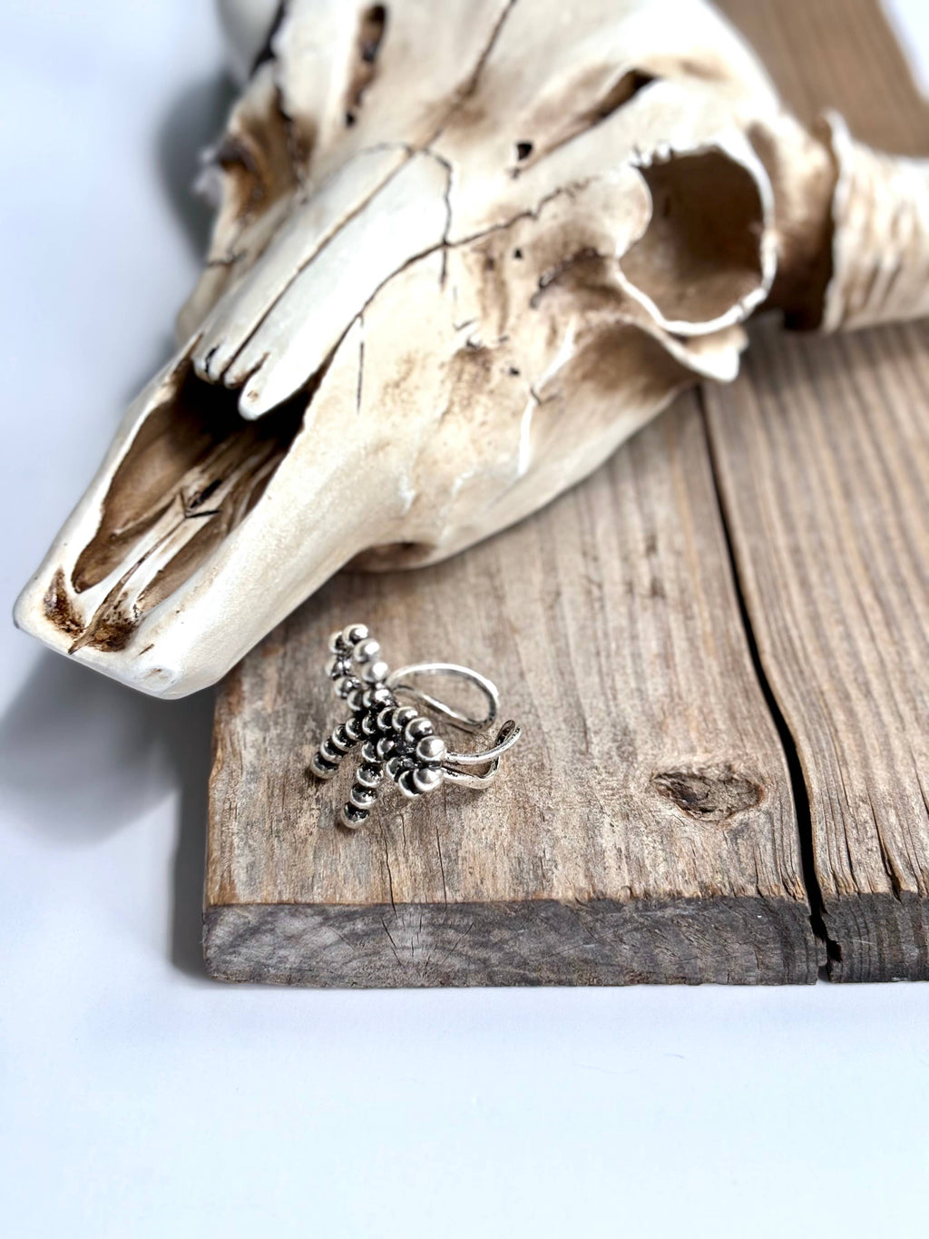 Western Navajo Bead Coquette Bow Cuff Ring